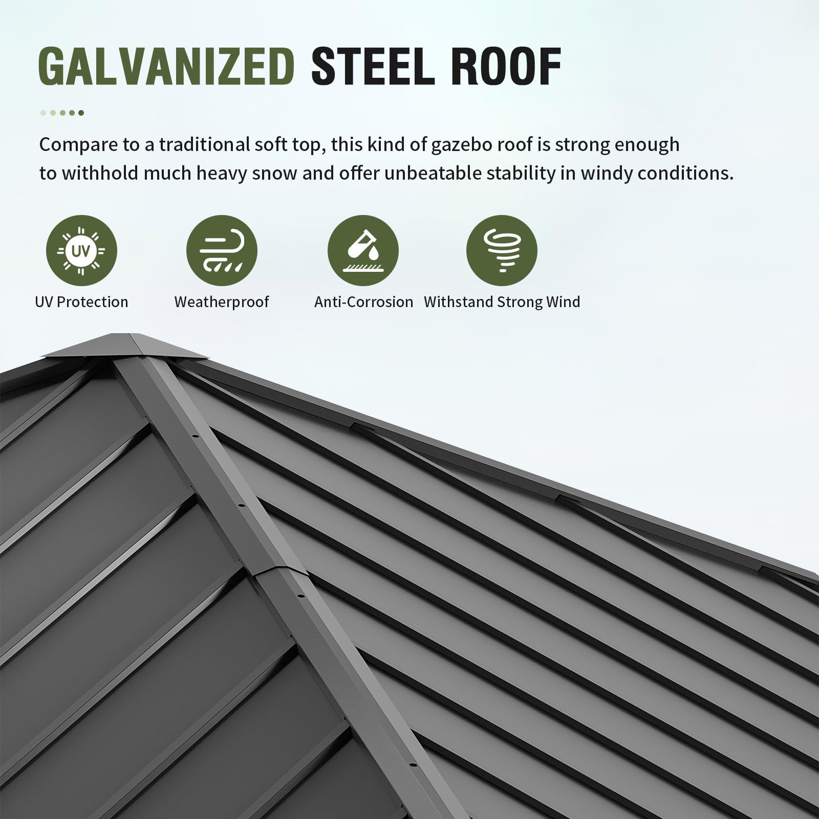 Hardtop Gazebo, Outdoor Aluminum Gazebo with Galvanized Steel Double Roof