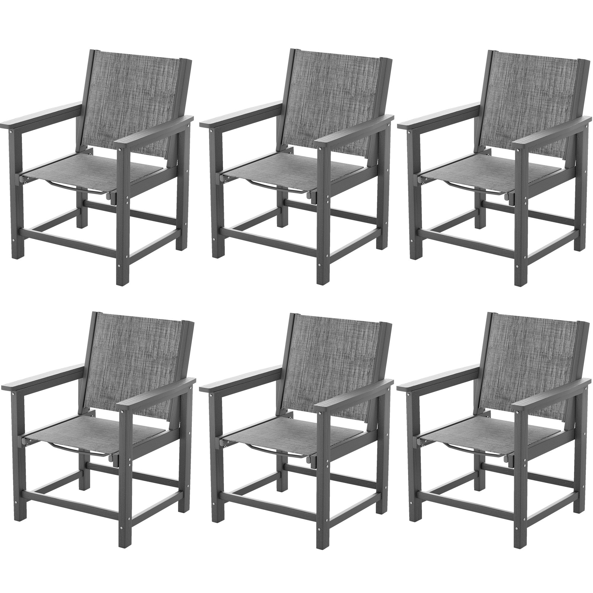 UDPATIO 6-Pack HDPE Patio Dining Chairs with Teslin Fabric - Heavy Duty Outdoor Chairs for Poolside, Deck, Garden, Backyard - All-Weather Resistant Seating Set