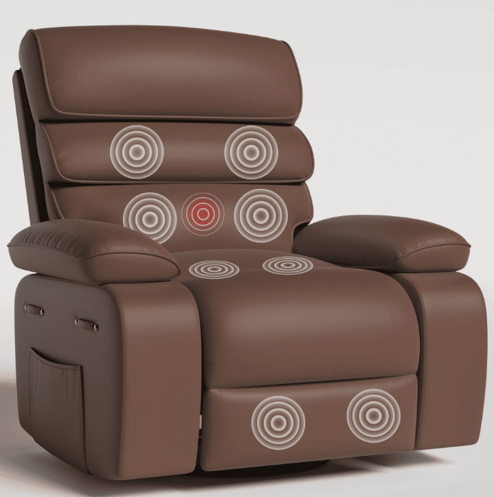 FIONA'S MAGIC Oversized Electric Recliner Chair with Heat and Massage, Adjustable Recline for Living Room (Dark Brown 35" Seat Width)