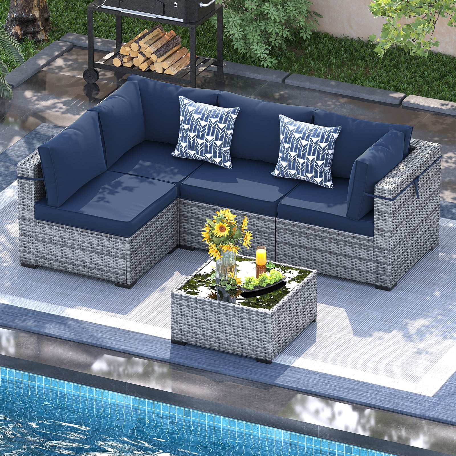 UDPATIO Patio Furniture Set, Outdoor Sectional Sofa Set