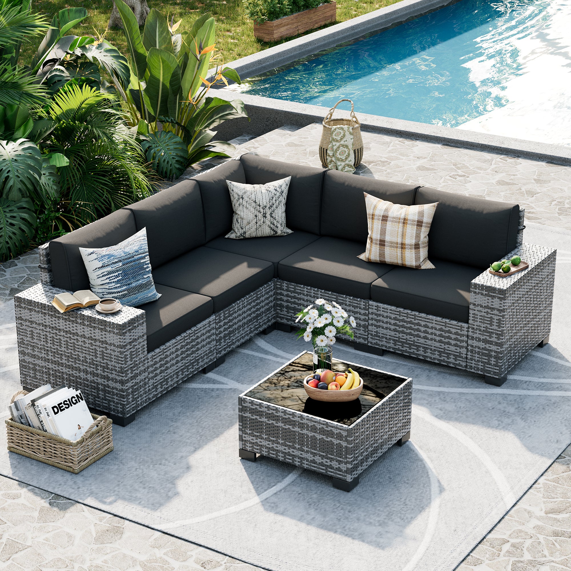 UDPATIO Patio Furniture Set, Outdoor Sectional Sofa Set