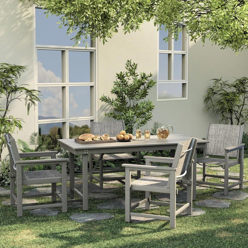 UDPATIO 7PCS HDPE Patio Dining Set of  6 - Heavy Duty Outdoor Deck Table & Chairs for Poolside, Garden, Backyard - All-Weather Resistant Outdoor Table Sets