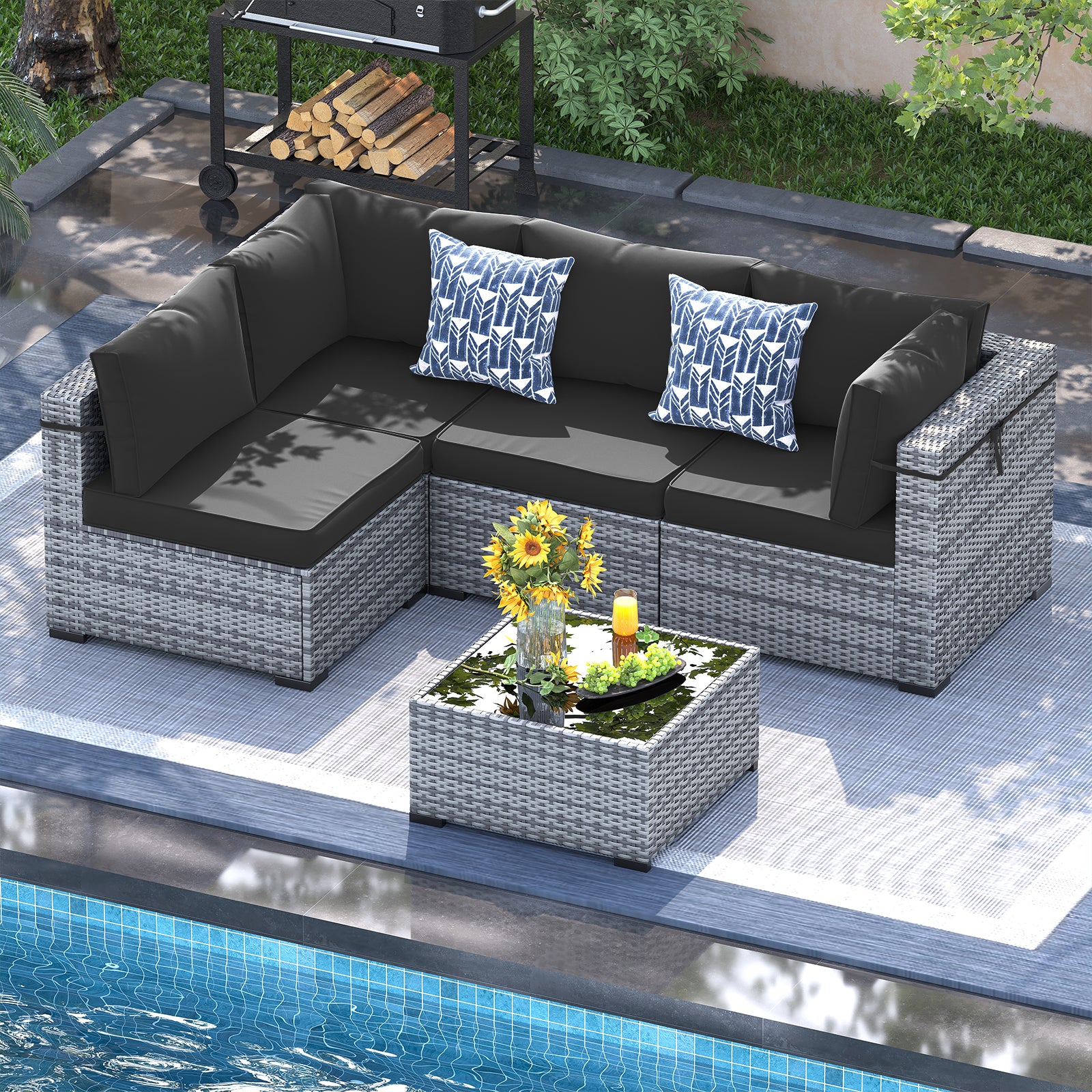 UDPATIO Patio Furniture Set, Outdoor Sectional Sofa Set