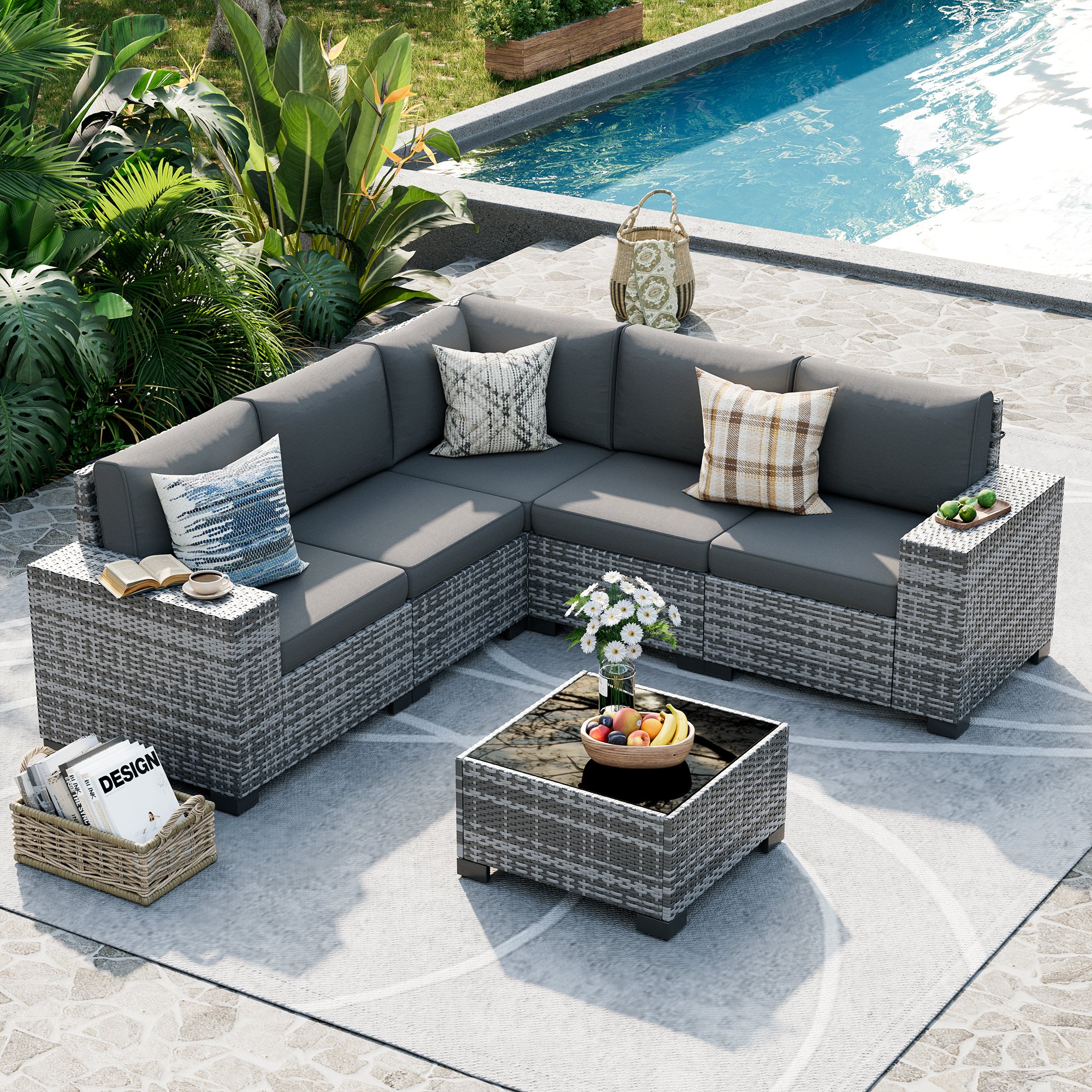 UDPATIO Patio Furniture Set, Outdoor Sectional Sofa Set