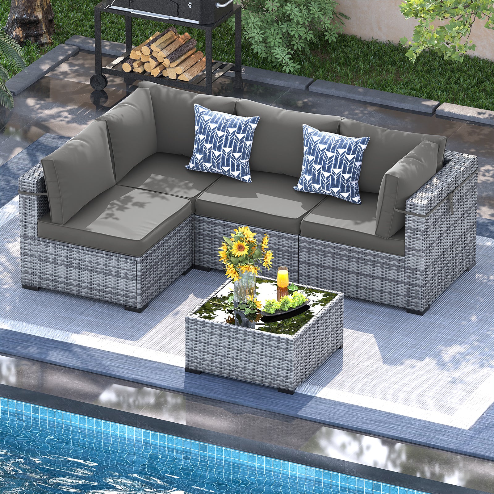 UDPATIO Patio Furniture Set, Outdoor Sectional Sofa Set