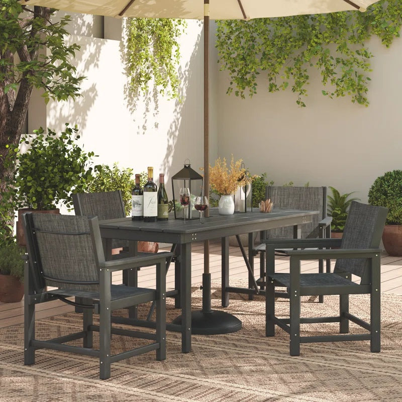 UDPATIO Outdoor Dining Table, Heavy Duty Patio Table of 4-6 Person with Umbrella Hole, Picnic Tabletop & Stable Steel Frame Perfect for Porch, Garden, Backyard, Poolside, Lawn