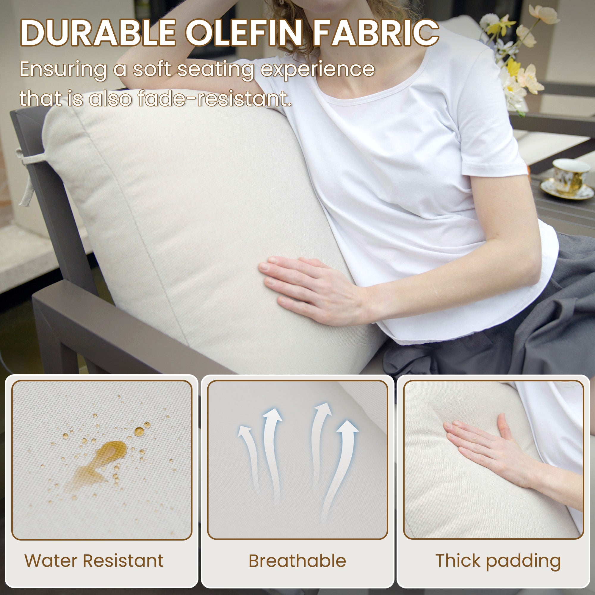 UDPATIO Rocking Chair Outdoor Set 2 with Coffee Table, 3 Piece Metal Rocking Bistro Set with 6.5" Water-Resistant Cushions, Oversized, 350lbs Heavy-Duty, for Porch, Patio, Balcony