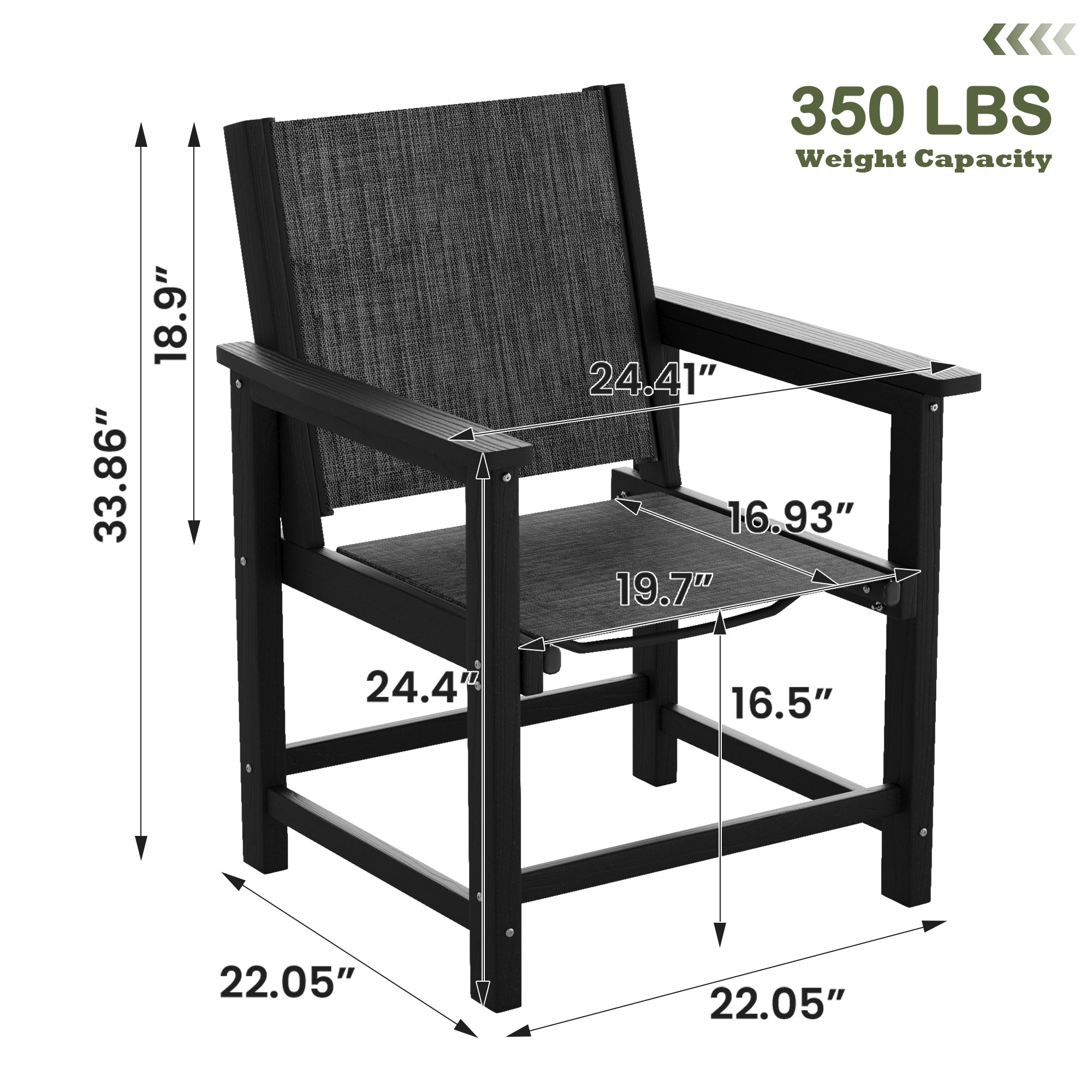 UDPATIO 6-Pack HDPE Patio Dining Chairs with Teslin Fabric - Heavy Duty Outdoor Chairs for Poolside, Deck, Garden, Backyard - All-Weather Resistant Seating Set