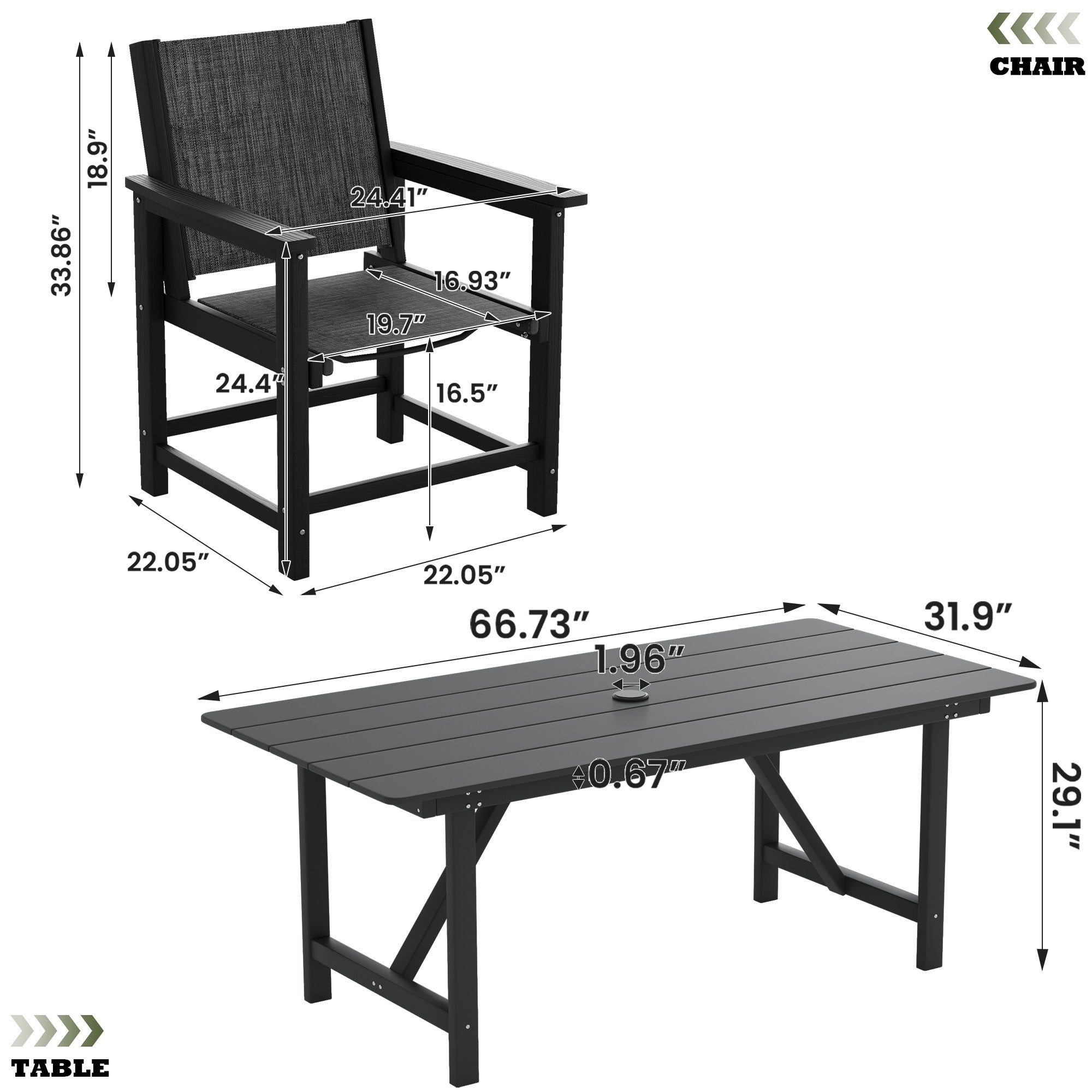 UDPATIO 5PCS HDPE Patio Dining Set of  4 - Heavy Duty Outdoor Deck Table & Chairs for Poolside, Garden, Backyard - All-Weather Resistant Outdoor Table Sets