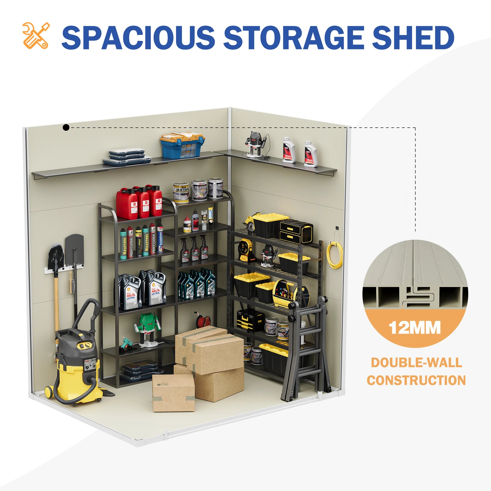 UDPATIO Outdoor Resin Storage Shed 6x4.5 FT, Resin Garden Shed with Lockable Door for Backyard, Patio,Lawn, Grey White