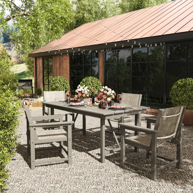 UDPATIO 6-Pack HDPE Patio Dining Chairs with Teslin Fabric - Heavy Duty Outdoor Chairs for Poolside, Deck, Garden, Backyard - All-Weather Resistant Seating Set