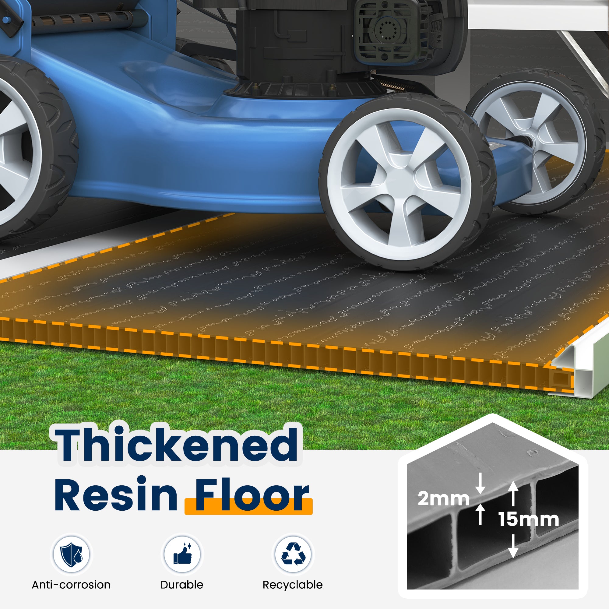 UDPATIO Resin Storage Shed 8 x 8 FT, Outdoor Garden Sheds with Floor Plastic Patio Outdoor Storage Shed with Lockable Door, Sandstone