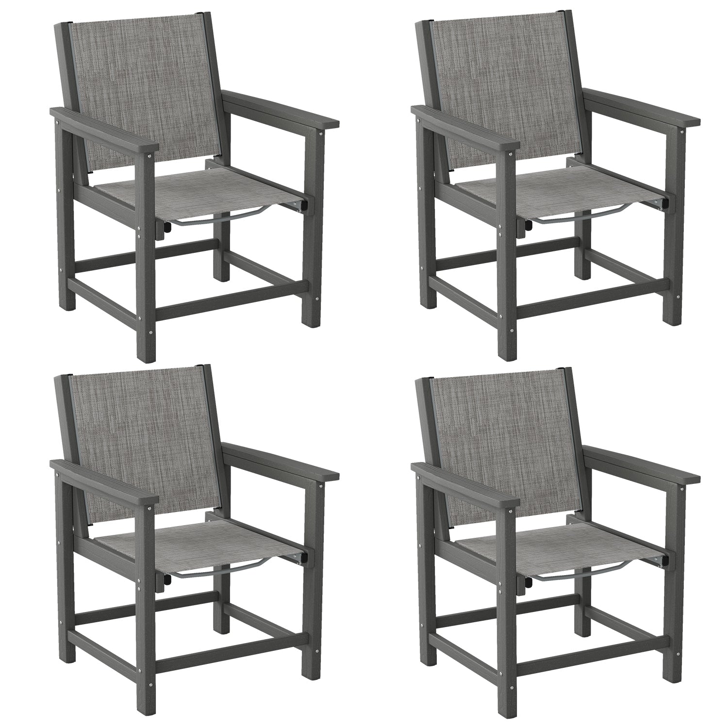 UDPATIO HDPE Patio Dining Chairs Set of 4 - Heavy Duty Outdoor Deck Chairs for Poolside, Garden, Backyard - All-Weather Resistant Seating Sets
