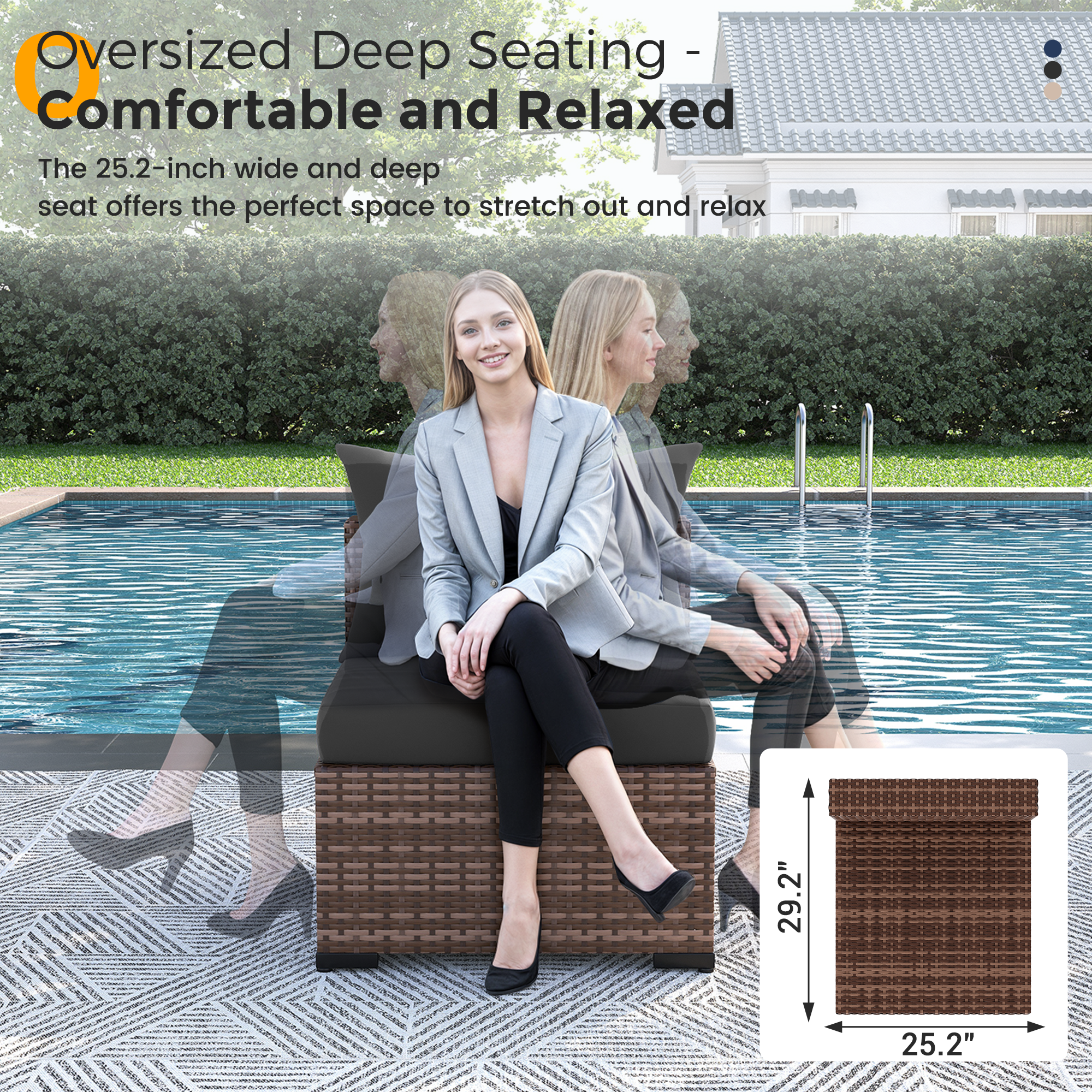 UDPATIO Outdoor Patio Furniture Set with Fire Pit Table, 8 Piece Outdoor Sectional Sofas, All-Weather Wicker Patio Conversation Set for Garden, Backyard