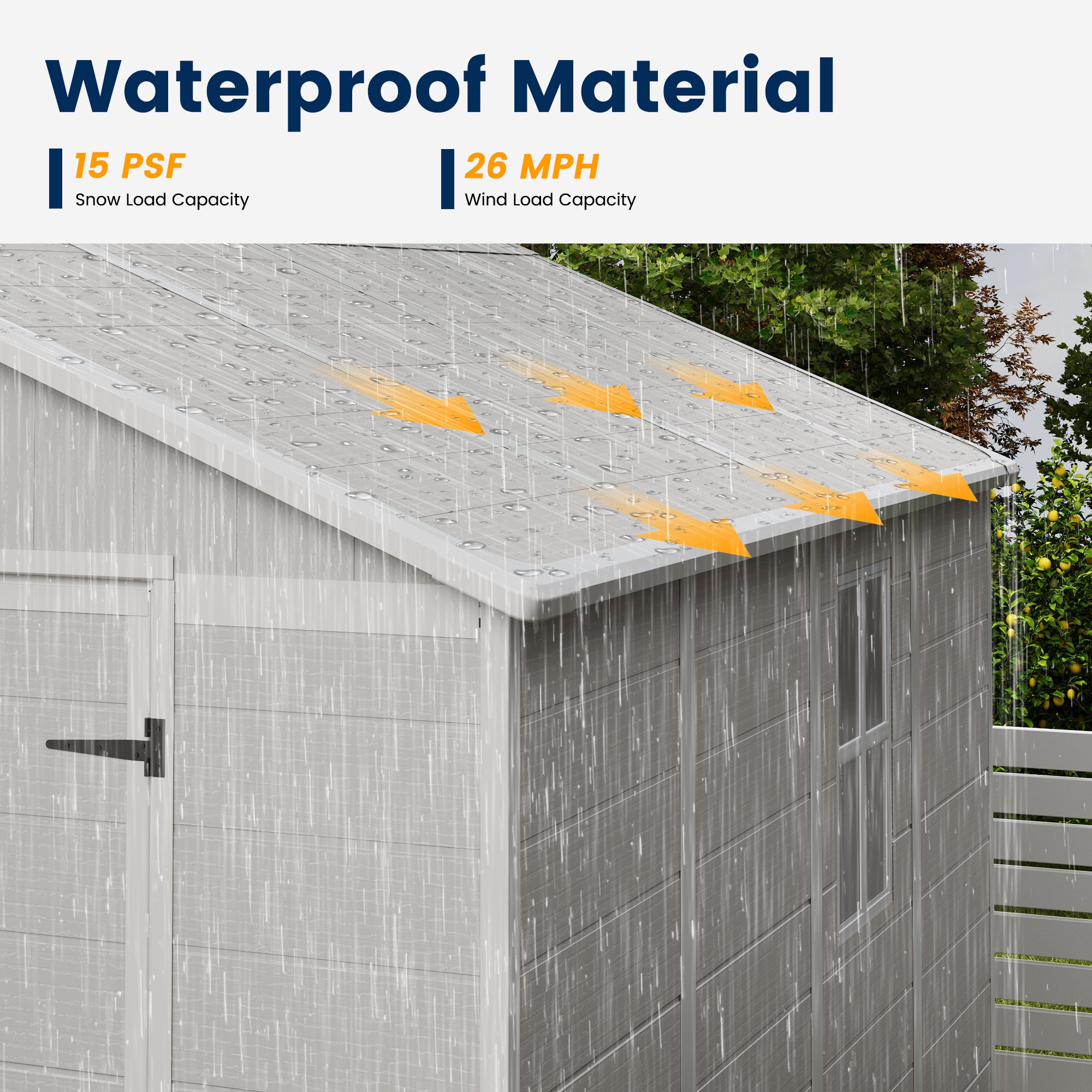 UDPATIO Resin Storage Shed 8 x 8 FT, Outdoor Garden Sheds with Floor Plastic Patio Outdoor Storage Shed with Lockable Door, Sandstone