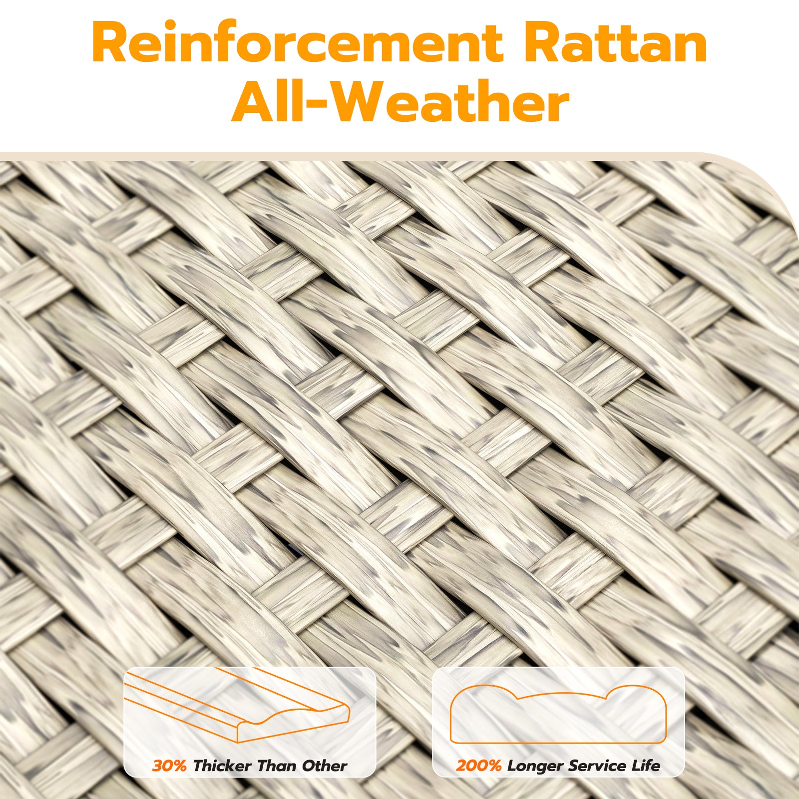 UDPATIO Outdoor Patio Furniture Set, 7-Piece PE Wicker Sectional Sofa with Tea Table, Outdoor Conversation Set for Patio, Garden, Backyard