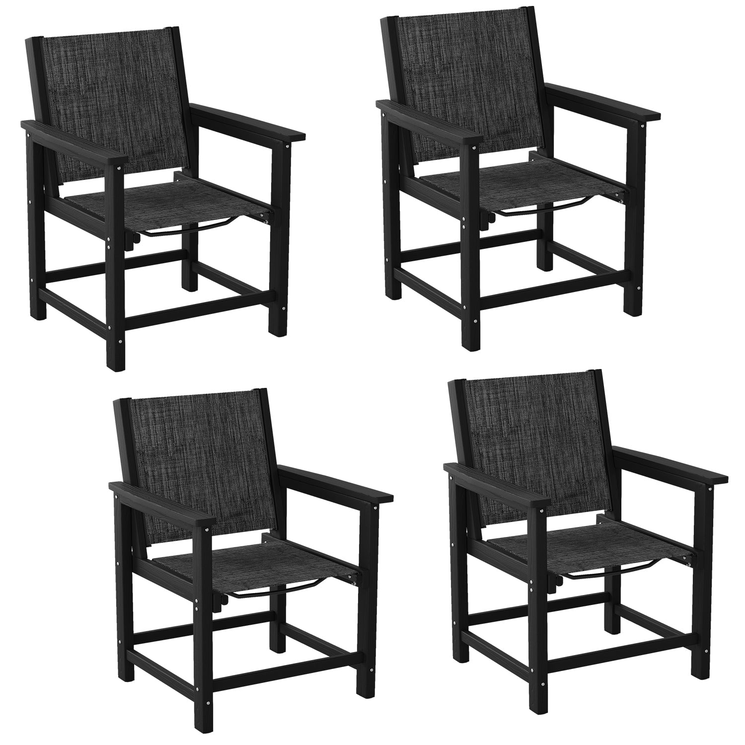 UDPATIO 4PCS HDPE Outdoor Chairs, Patio Dining Chair Set of 4 All Weather for Poolside Deck
