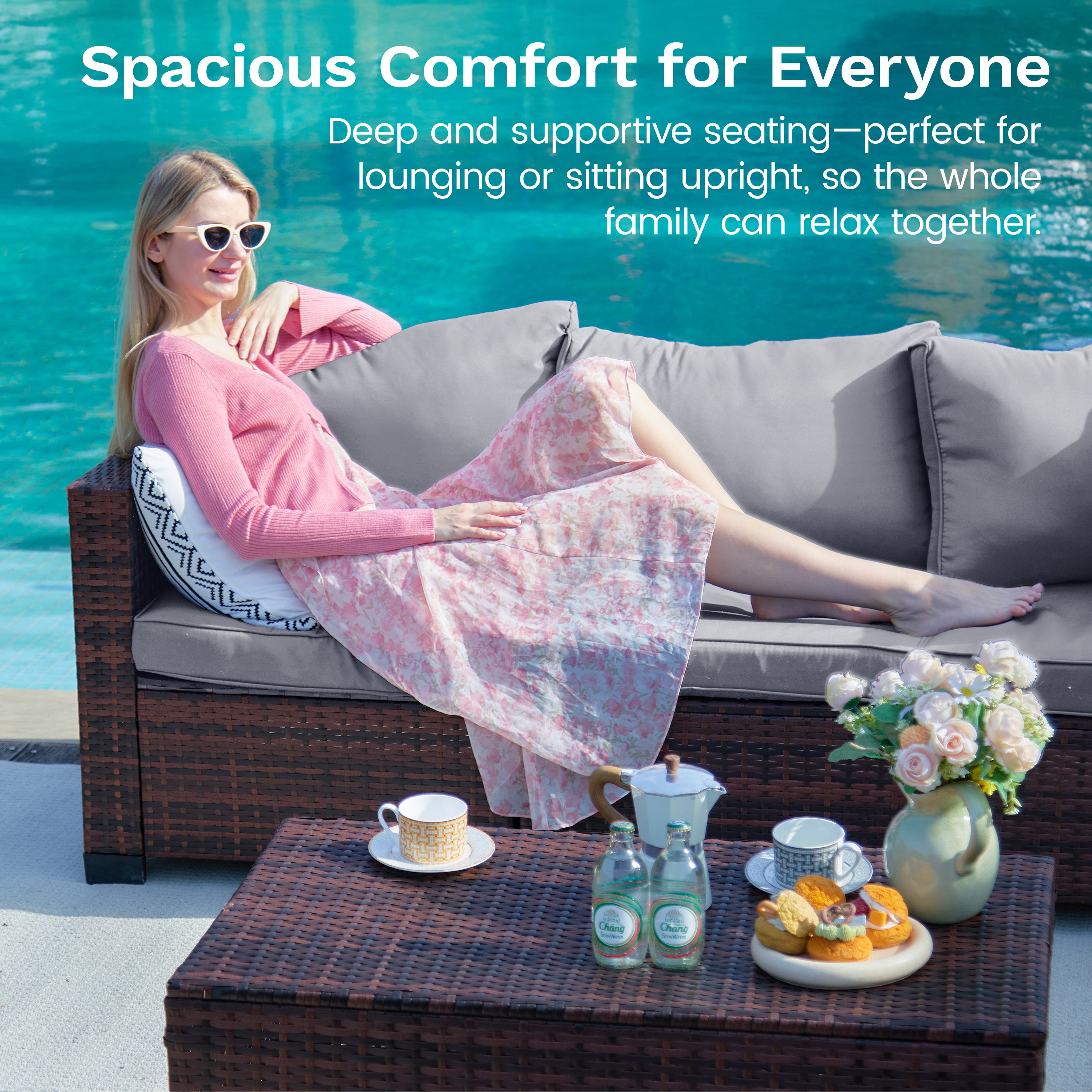 B0CJ6QDVTH Patio Furniture Sets with Ottoman & Storage Table