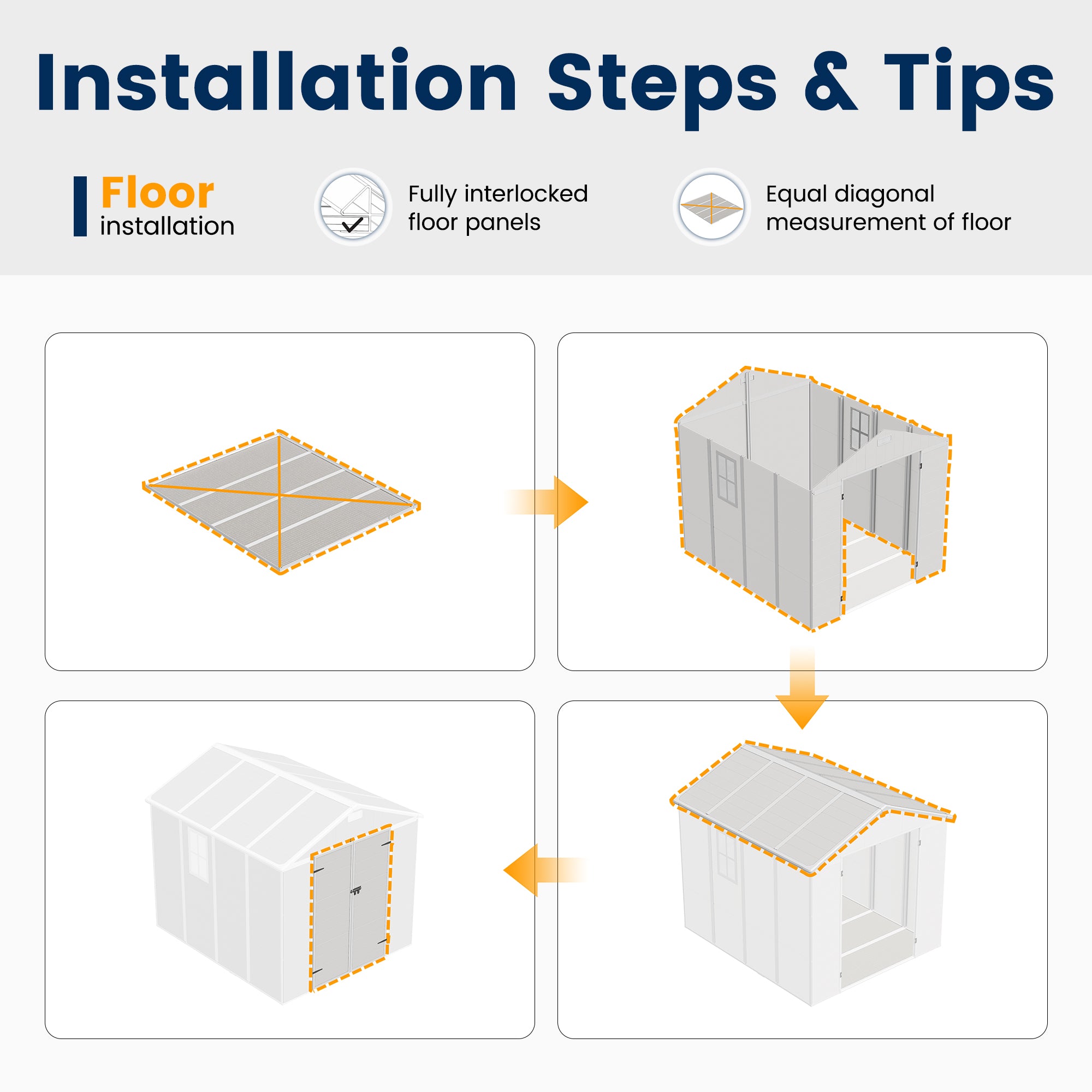 UDPATIO Resin Storage Shed 8 x 8 FT, Outdoor Garden Sheds with Floor Plastic Patio Outdoor Storage Shed with Lockable Door, Sandstone