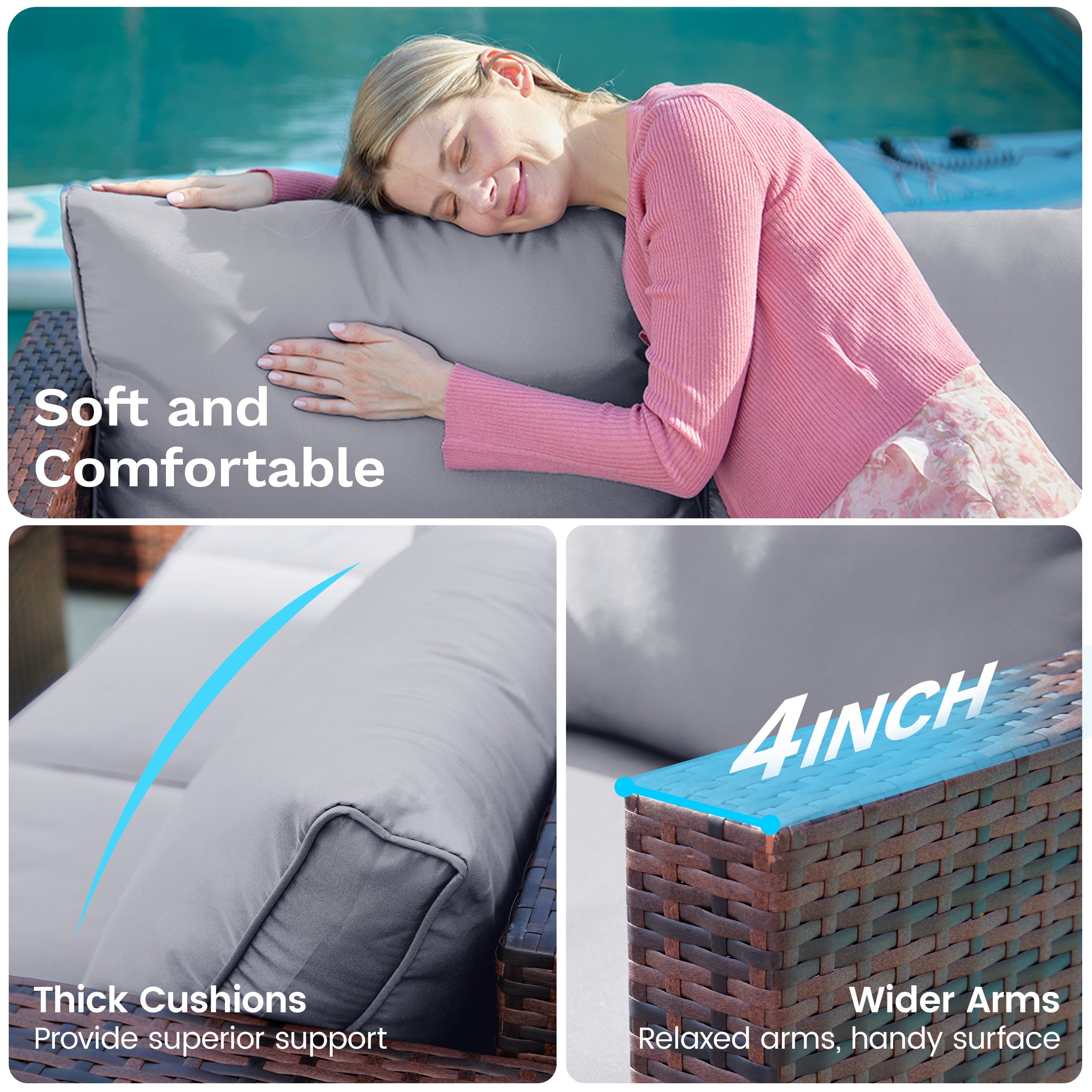 B0CJ6QDVTH Patio Furniture Sets with Ottoman & Storage Table