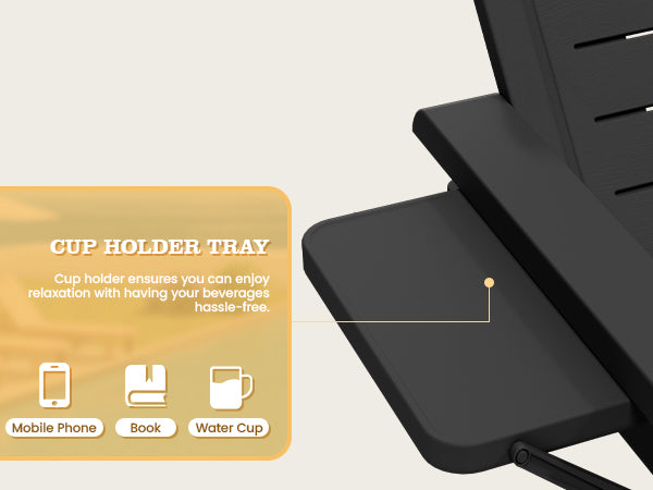 UDPATIO Oversized Pool Lounge Chairs Set of 2, Waterproof Resin Pool Chaise Lounges with Armrests and Cup Holder Tray, 5 Level Adjustable Backrest, for Poolsode, Lawn, Beach, Backyard