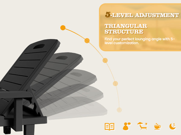 UDPATIO Oversized Pool Lounge Chairs Set of 2, Waterproof Resin Pool Chaise Lounges with Armrests and Cup Holder Tray, 5 Level Adjustable Backrest, for Poolsode, Lawn, Beach, Backyard