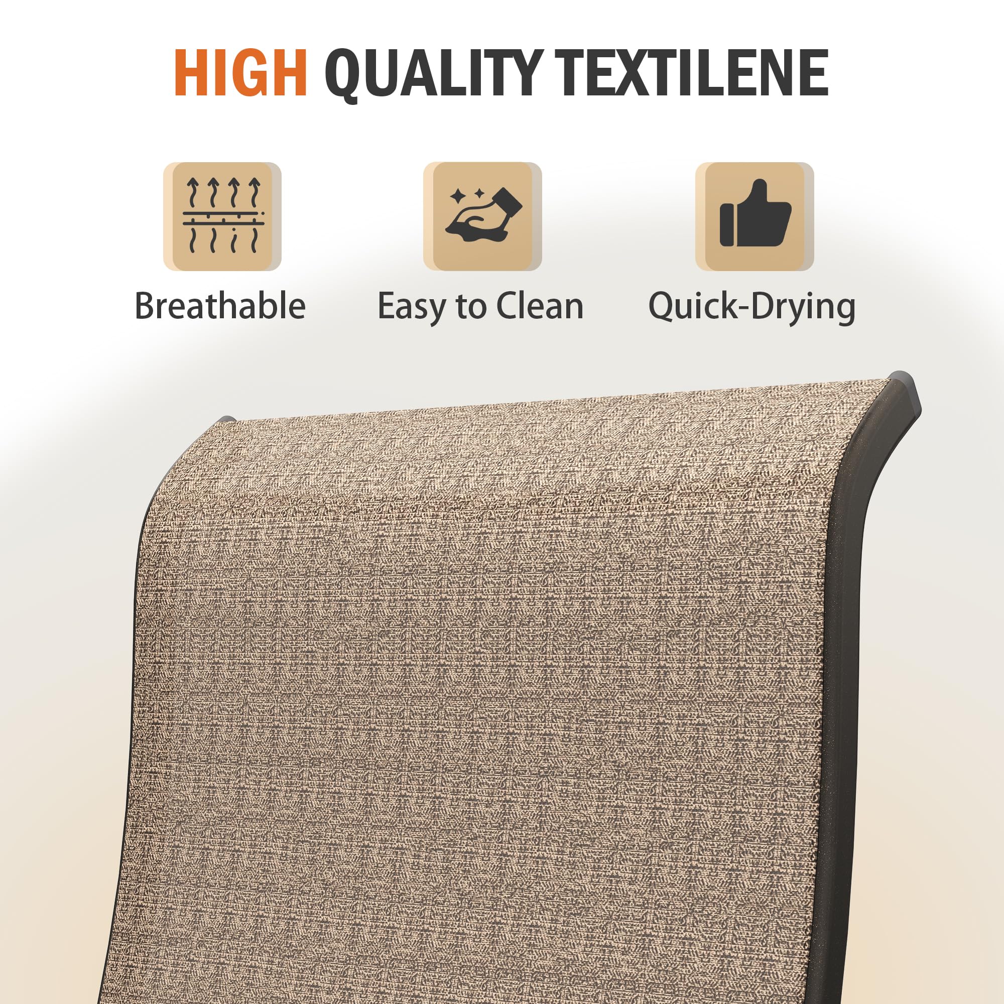 UDPATIO Patio Swivel Chairs Set of 4, Outdoor Patio Dining Chairs with All Weather Textilene Black Metal Frame for Lawn Garden Backyard, Brown