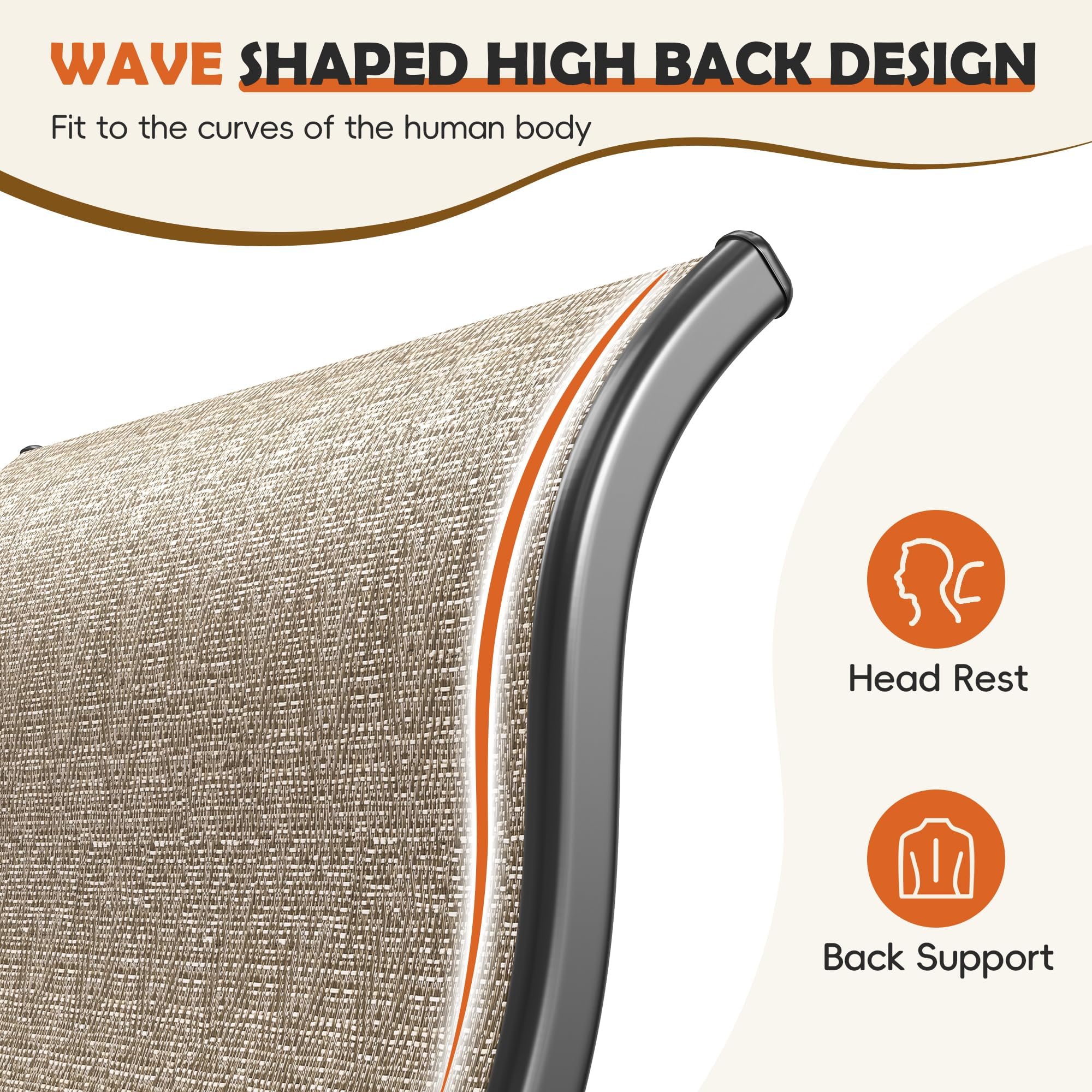 UDPATIO Patio Dining Chairs Set of 4, High Back Wide Seat Outdoor Furniture Chairs with All Weather Breathable Textilene, for Lawn Garden Backyard, Brown