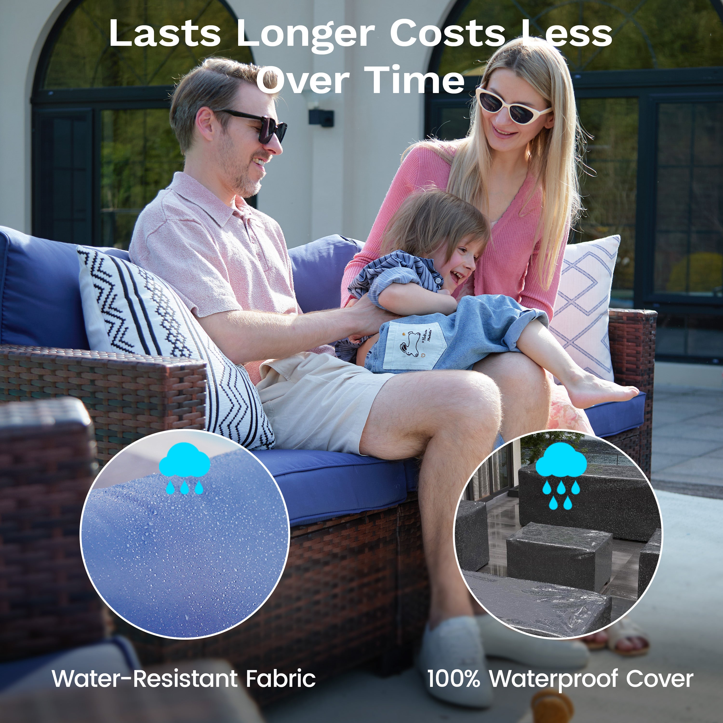 B0CJ6QDVTH Patio Furniture Sets with Ottoman & Storage Table