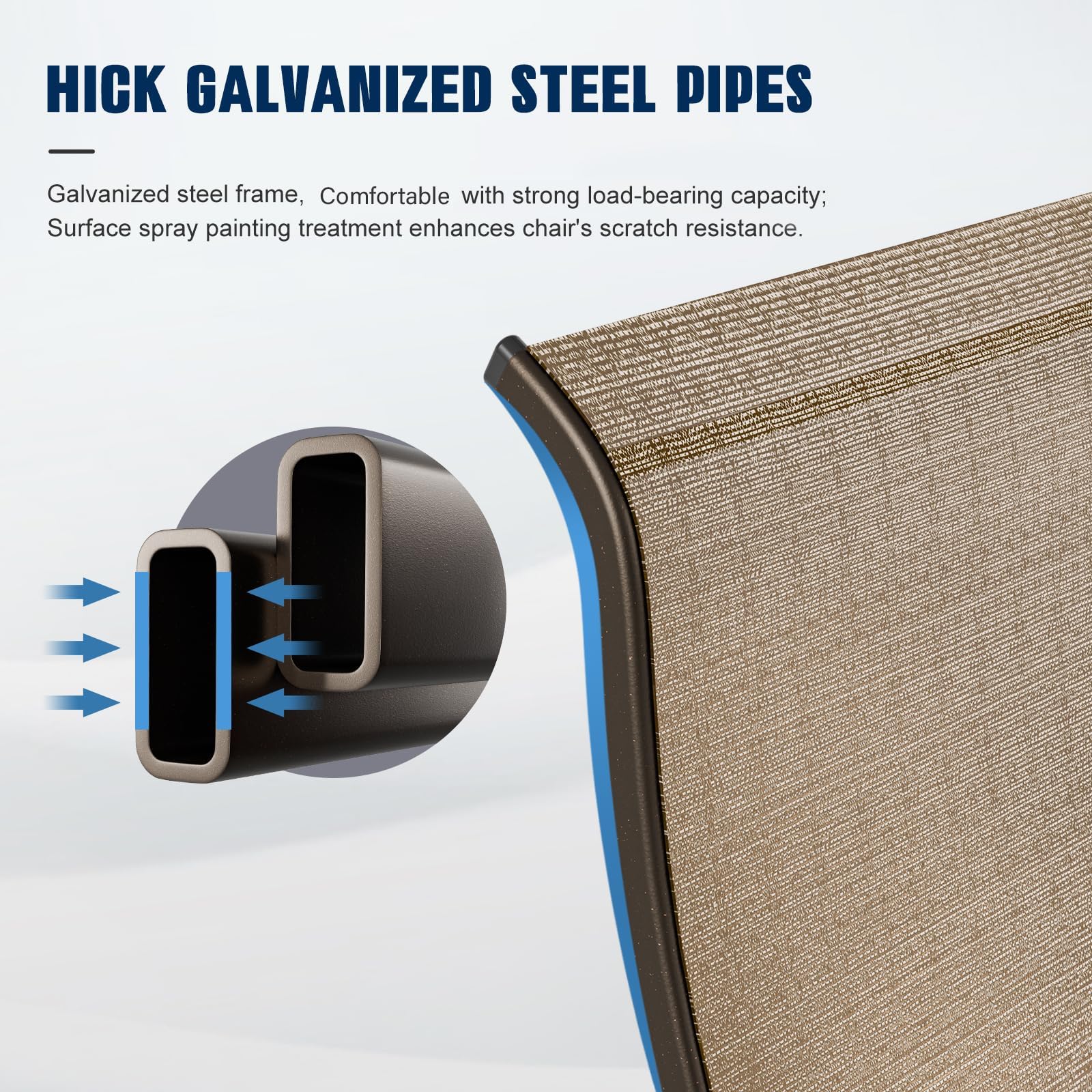 UDPATIO Patio Swivel Dining Chairs Set of 2, Outdoor Dining Chairs High Back with All Weather Breathable Textilene, Metal Rocking Frame for Lawn Garden, Brown