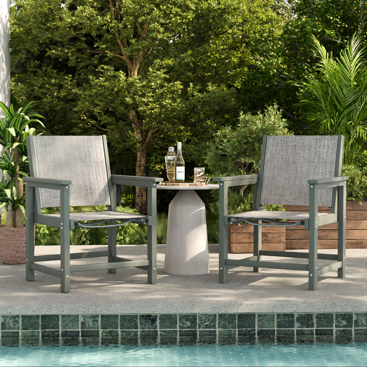 UDPATIO HDPE Patio Dining Chairs Set of 4 - Heavy Duty Outdoor Deck Chairs for Poolside, Garden, Backyard - All-Weather Resistant Seating Sets