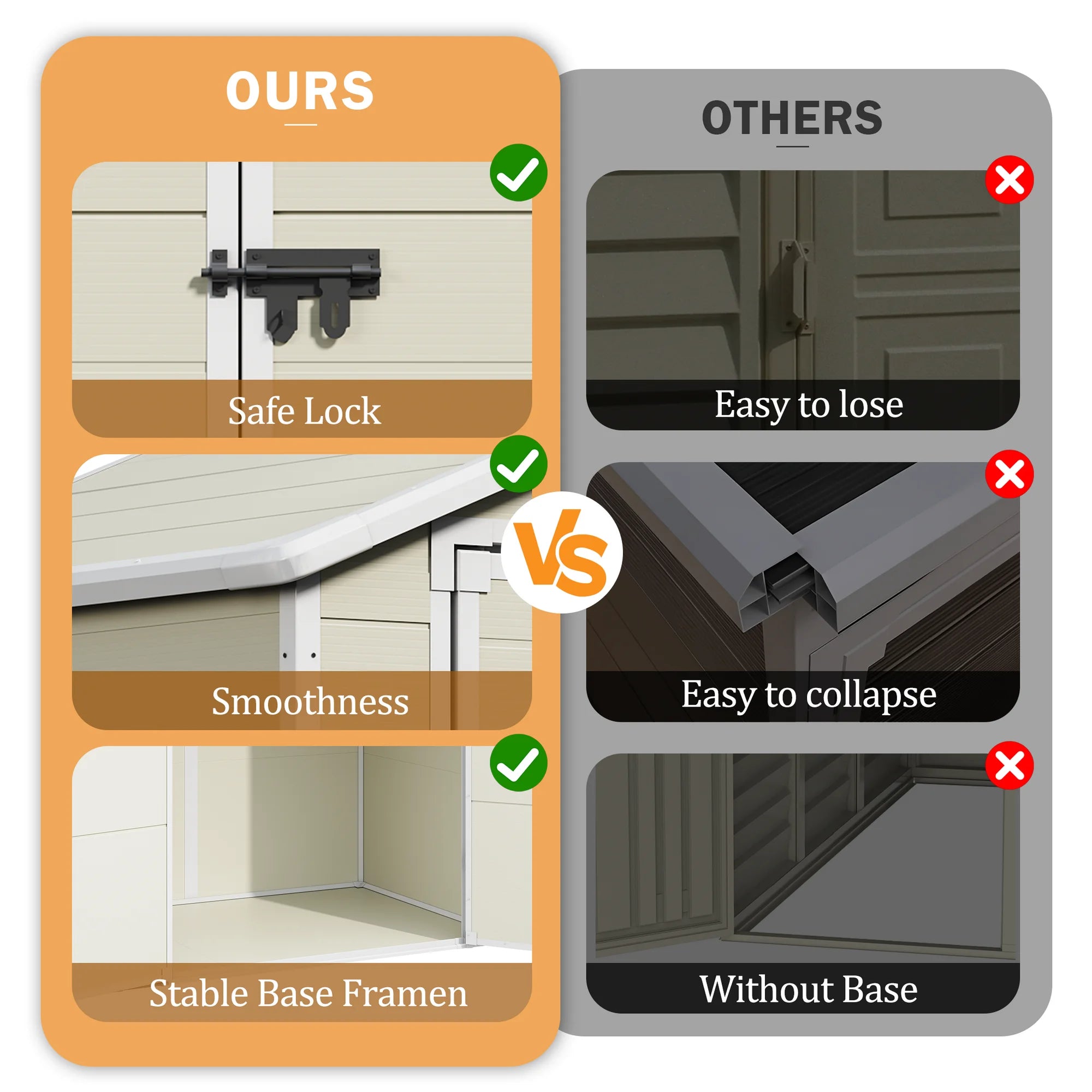 UDPATIO Outdoor Resin Storage Shed 6x4.5 FT, Resin Garden Shed with Lockable Door for Backyard, Patio,Lawn, Grey White