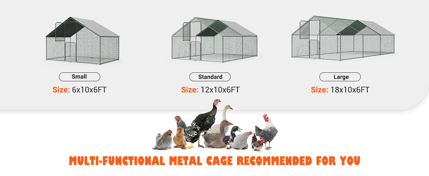 UDPATIO Extra Large Metal Chicken Run with Waterproof & Anti-Ultraviolet Cover, Hen Pen Walk-in Chicken Coops for Yards Dog Kennel Duck House Poultry Cage for Duck Rabbit Goat(18x10x6 FT)