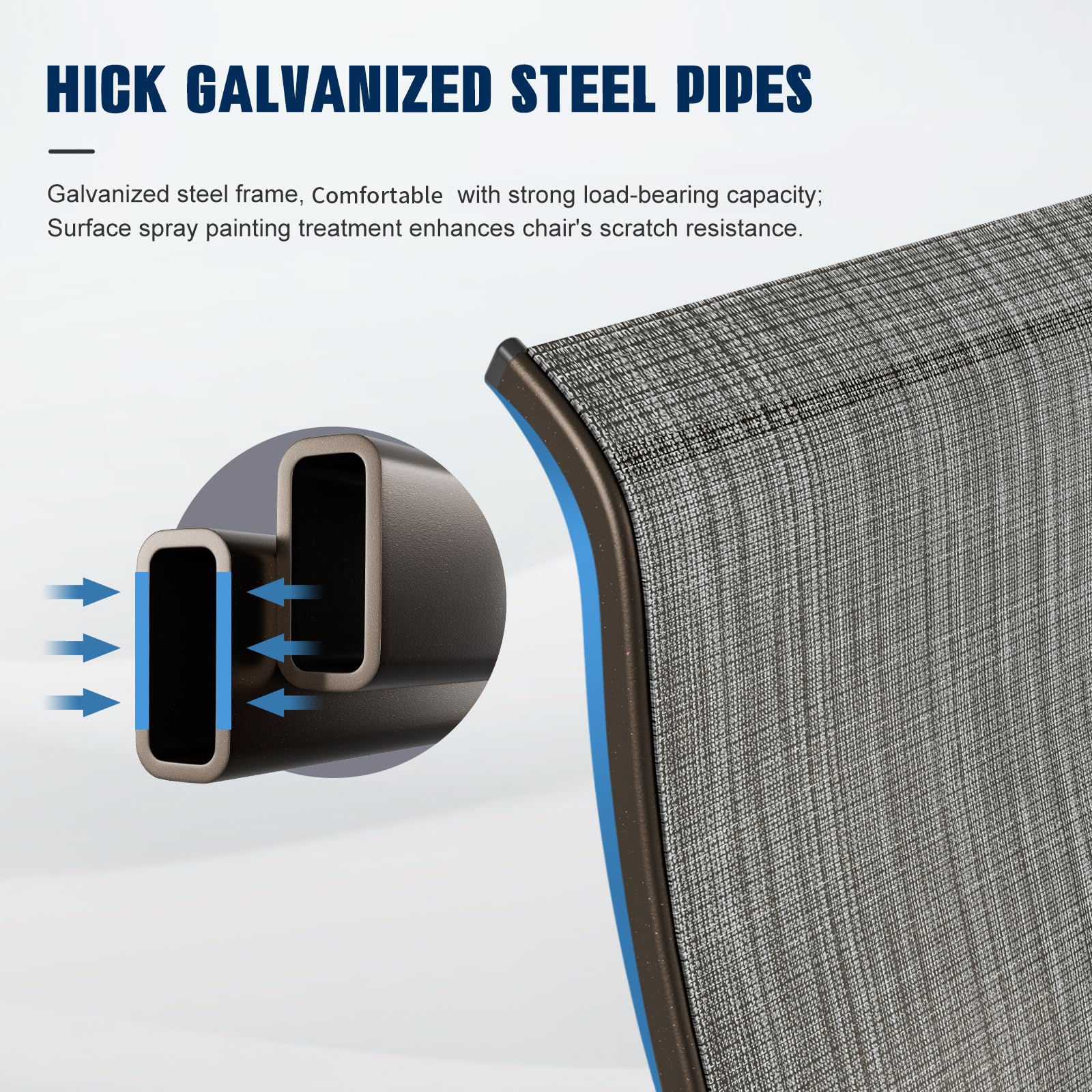 UDPATIO Patio Swivel Dining Chairs Set of 2, Outdoor Dining Chairs High Back with All Weather Breathable Textilene, Metal Rocking Frame for Lawn Garden Backyard, Gray White