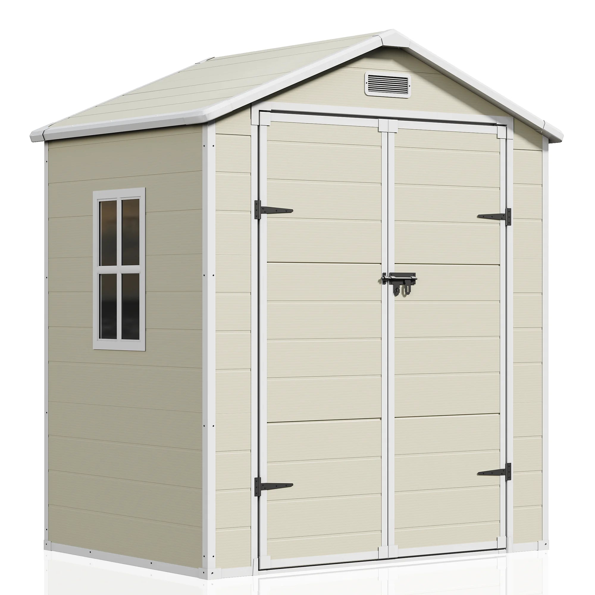 UDPATIO Outdoor Resin Storage Shed 6x4.5 FT, Resin Garden Shed with Lockable Door for Backyard, Patio,Lawn, Grey White