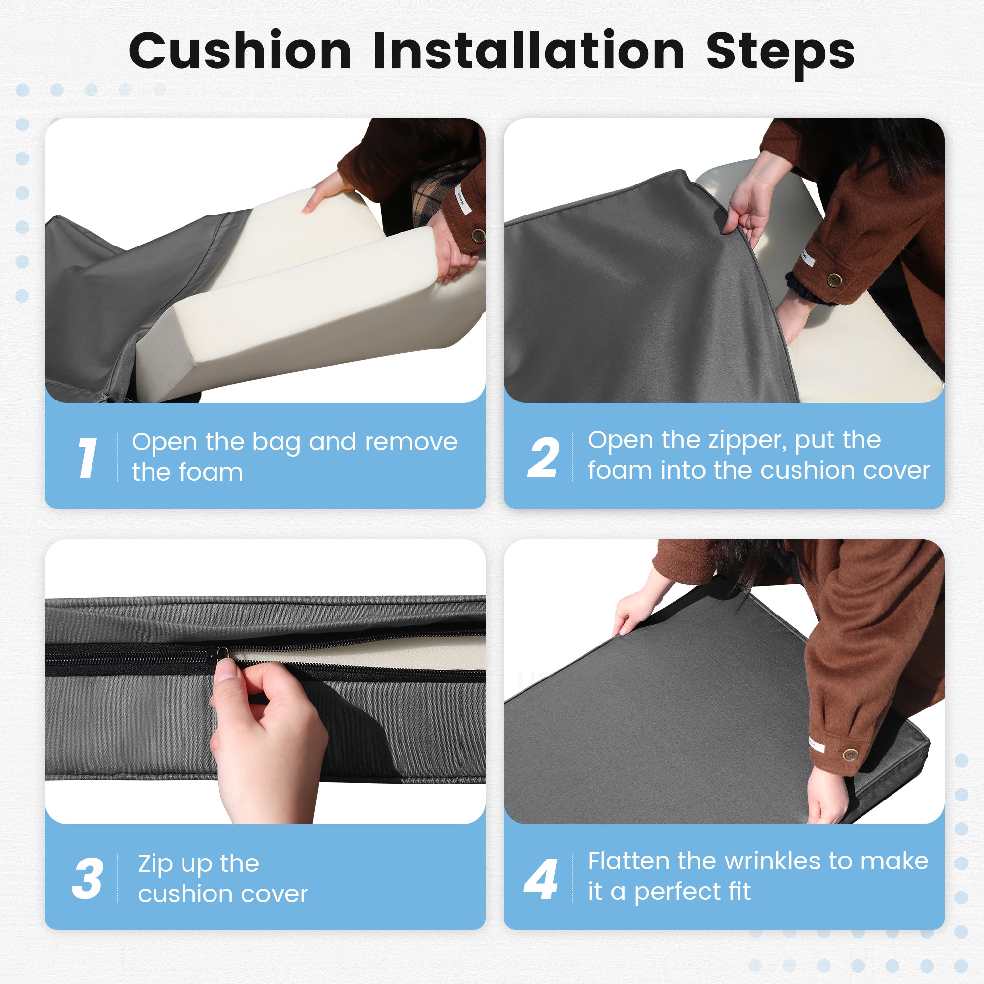 UDPATIO Chaise Lounge Cushions, Oversized Thick 4-Inch Foam Pad, Fade-Proof Cover Chair Replacement for Patio, Poolside, Lawn, Deck & Outdoor Furniture - Removable Accessories (72"x21"x4")