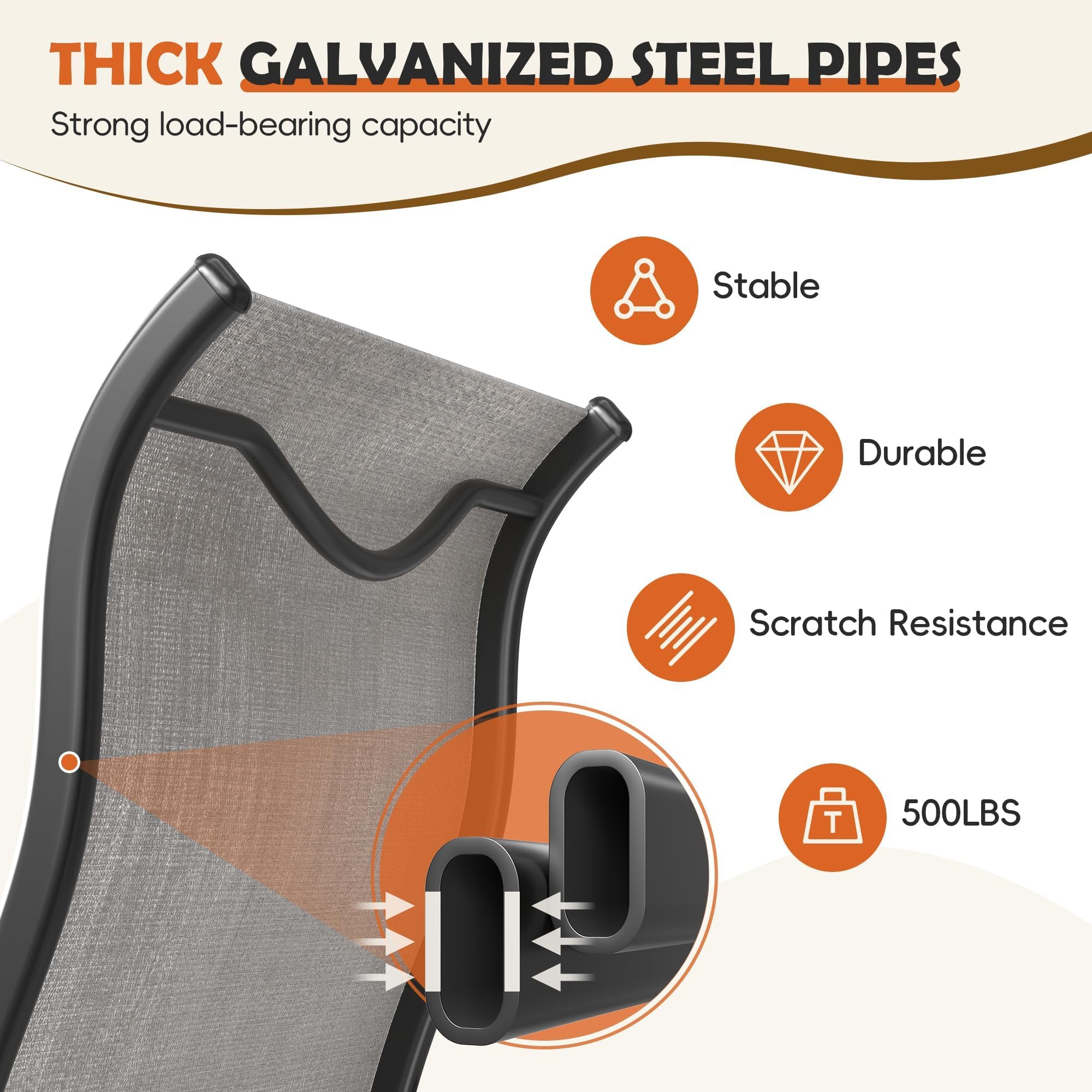 UDPATIO Outdoor Dining Chairs Set of 4, High Back Wide Seat Patio Furniture Chairs with All Weather Breathable Textilene, for Lawn Garden Backyard, Grey White