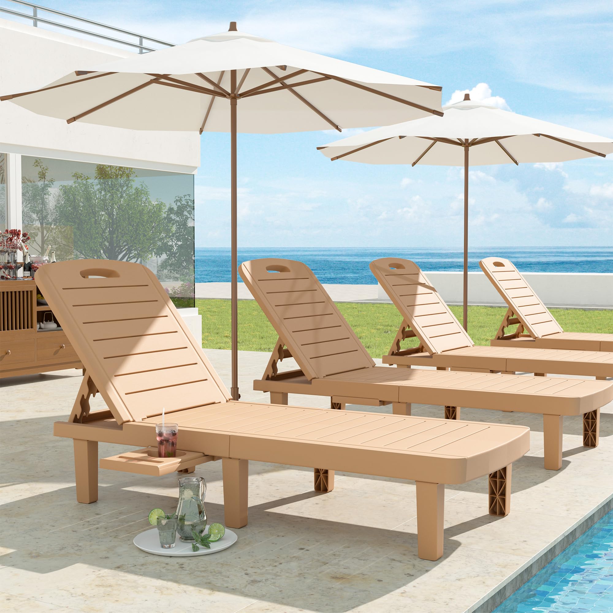 Oversized Outdoor Chairse Lounge Chair, 5-Level Adjustment Backrest