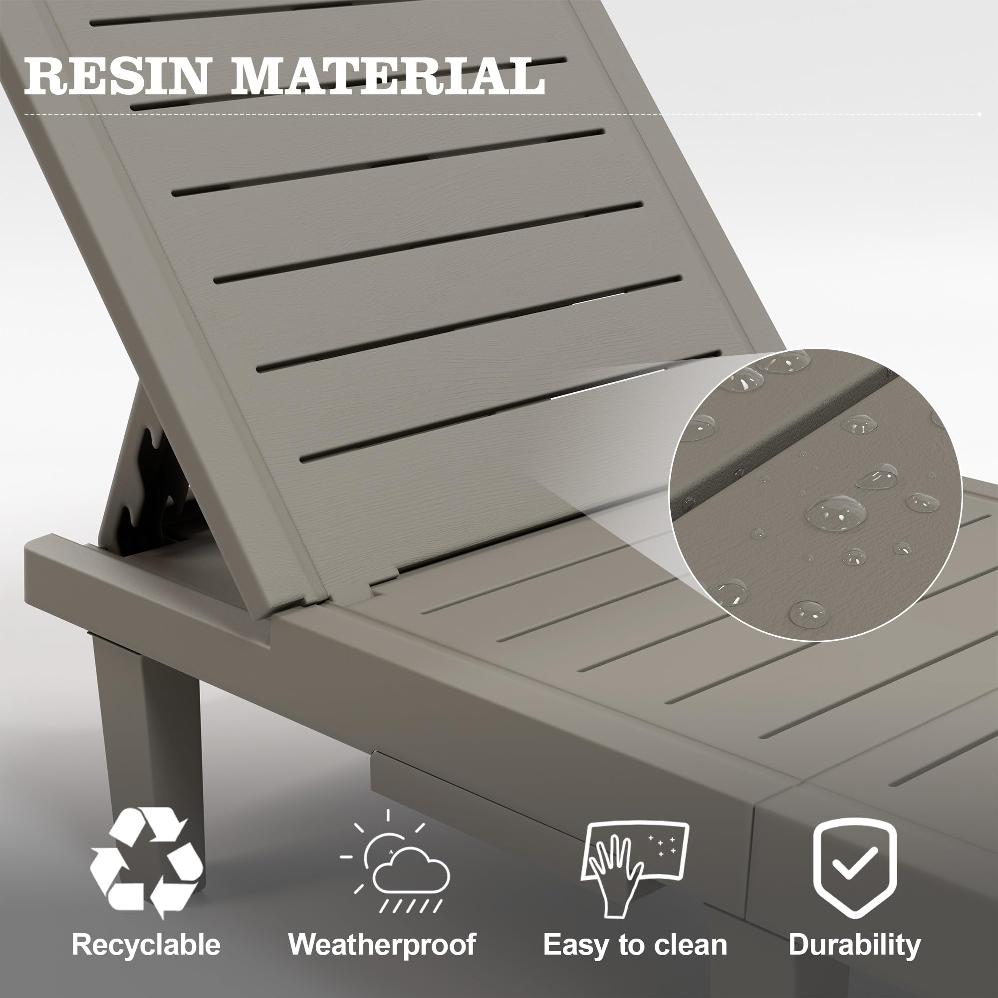 Oversized Outdoor Chairse Lounge Chair, 5-Level Adjustment Backrest