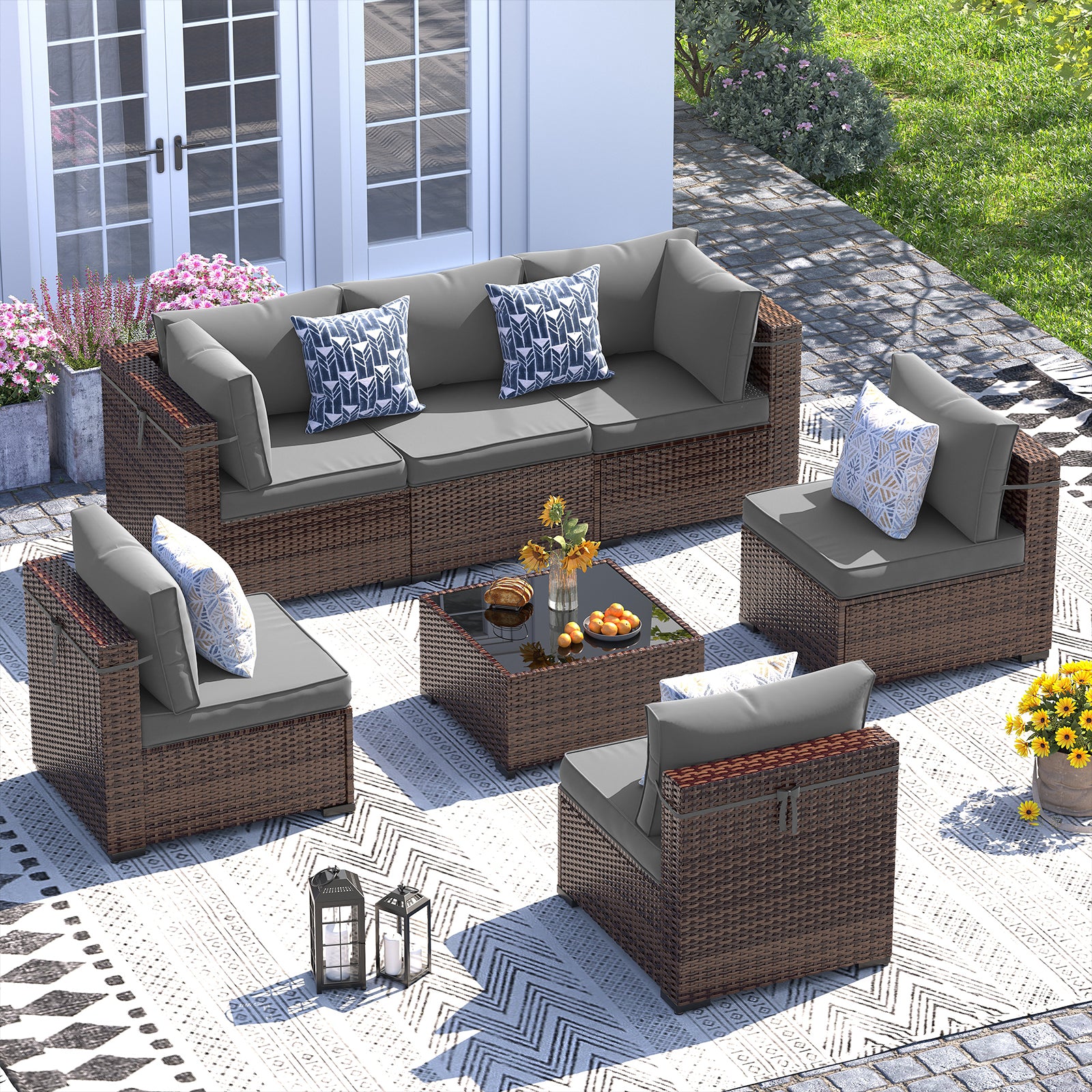 UDPATIO Patio Furniture Set, Outdoor Sectional Sofa Set