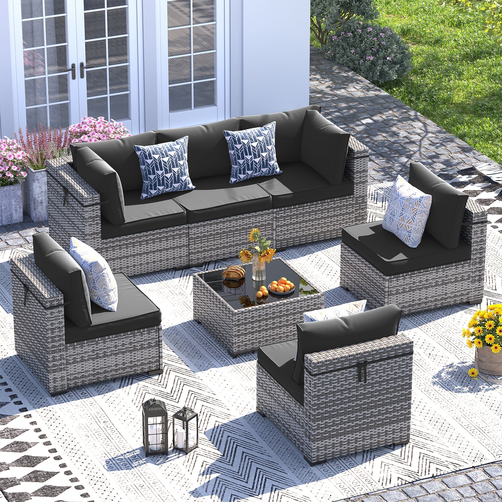UDPATIO Patio Furniture Set, Outdoor Sectional Sofa Set