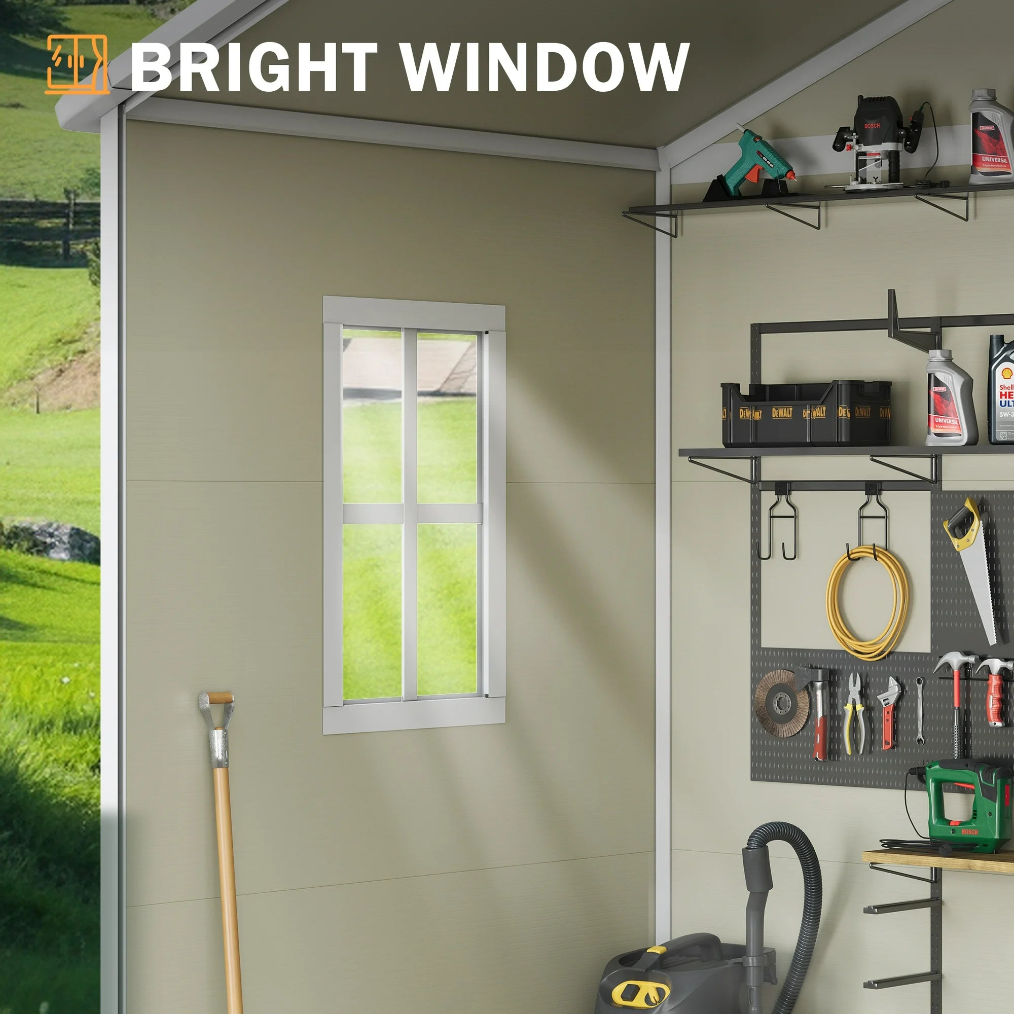 UDPATIO Outdoor Resin Storage Shed 6x4.5 FT, Resin Garden Shed with Lockable Door for Backyard, Patio,Lawn, Grey White