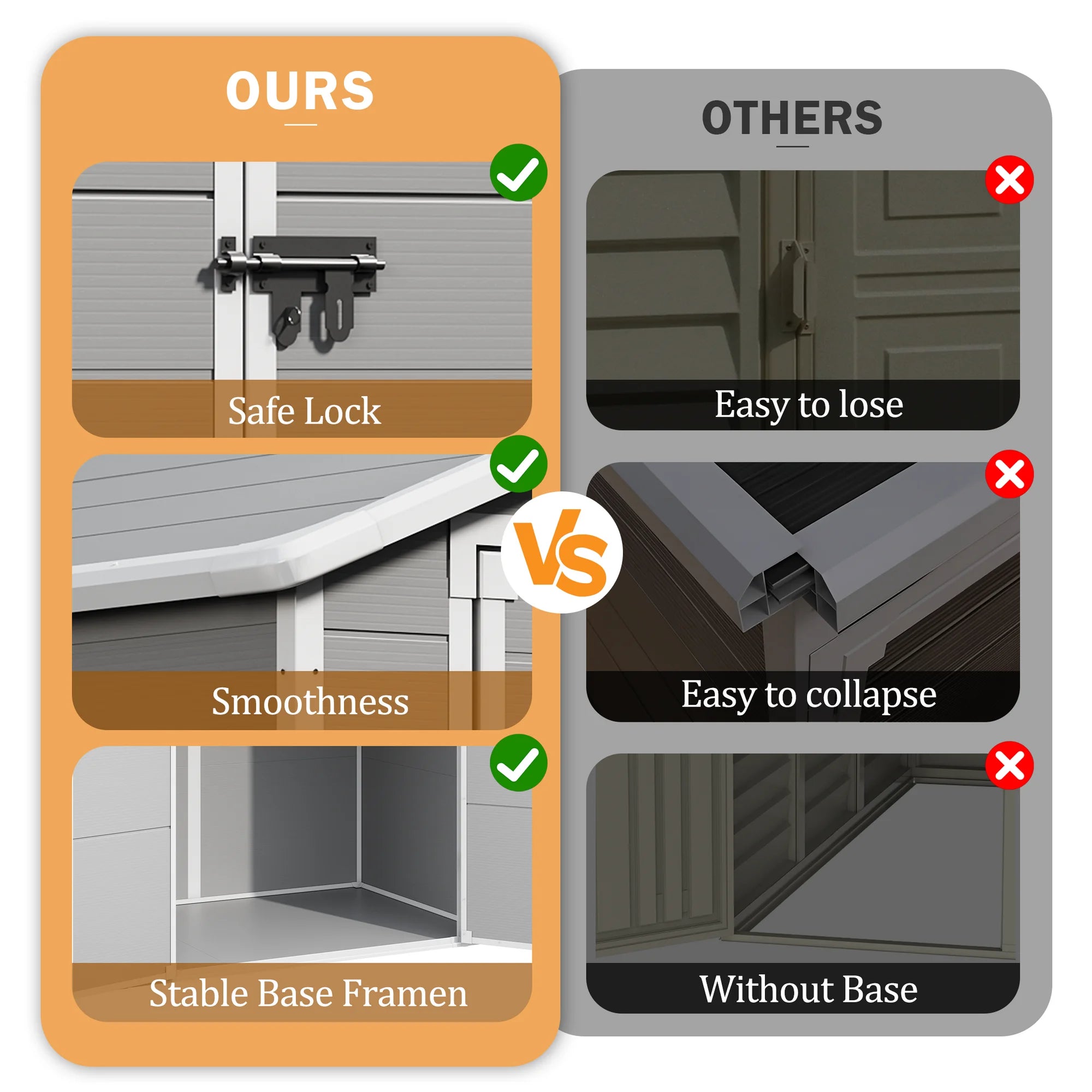 UDPATIO Outdoor Resin Storage Shed 6x4.5 ft, Plastic Garden Shed with Lockable Door for Backyard, Patio, Lawn, Grey White