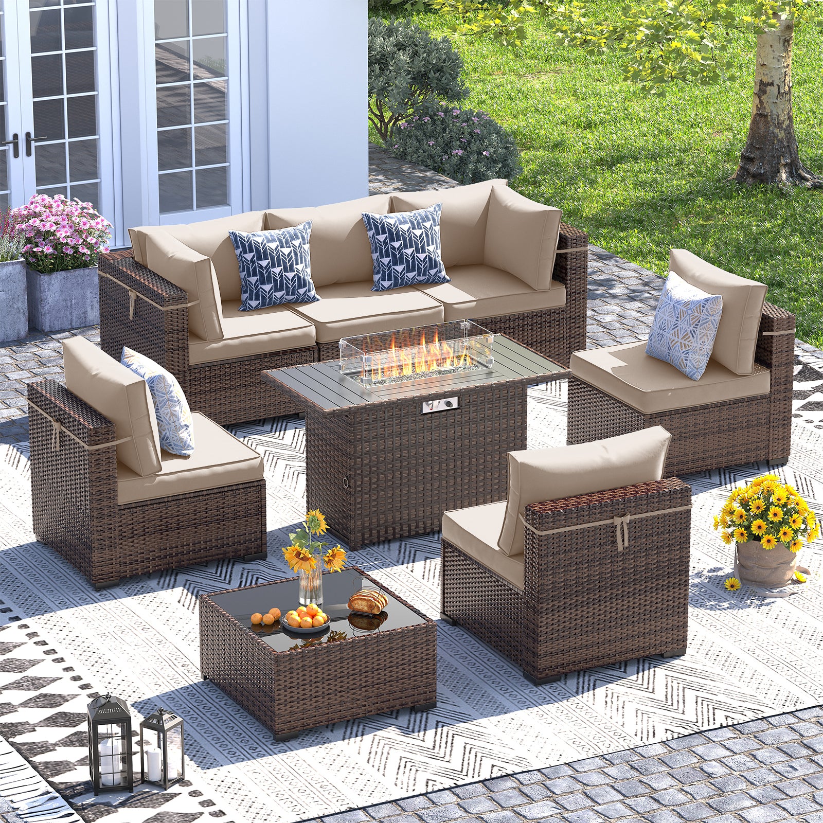 UDPATIO Patio Furniture Set, Outdoor Sectional Sofa Set