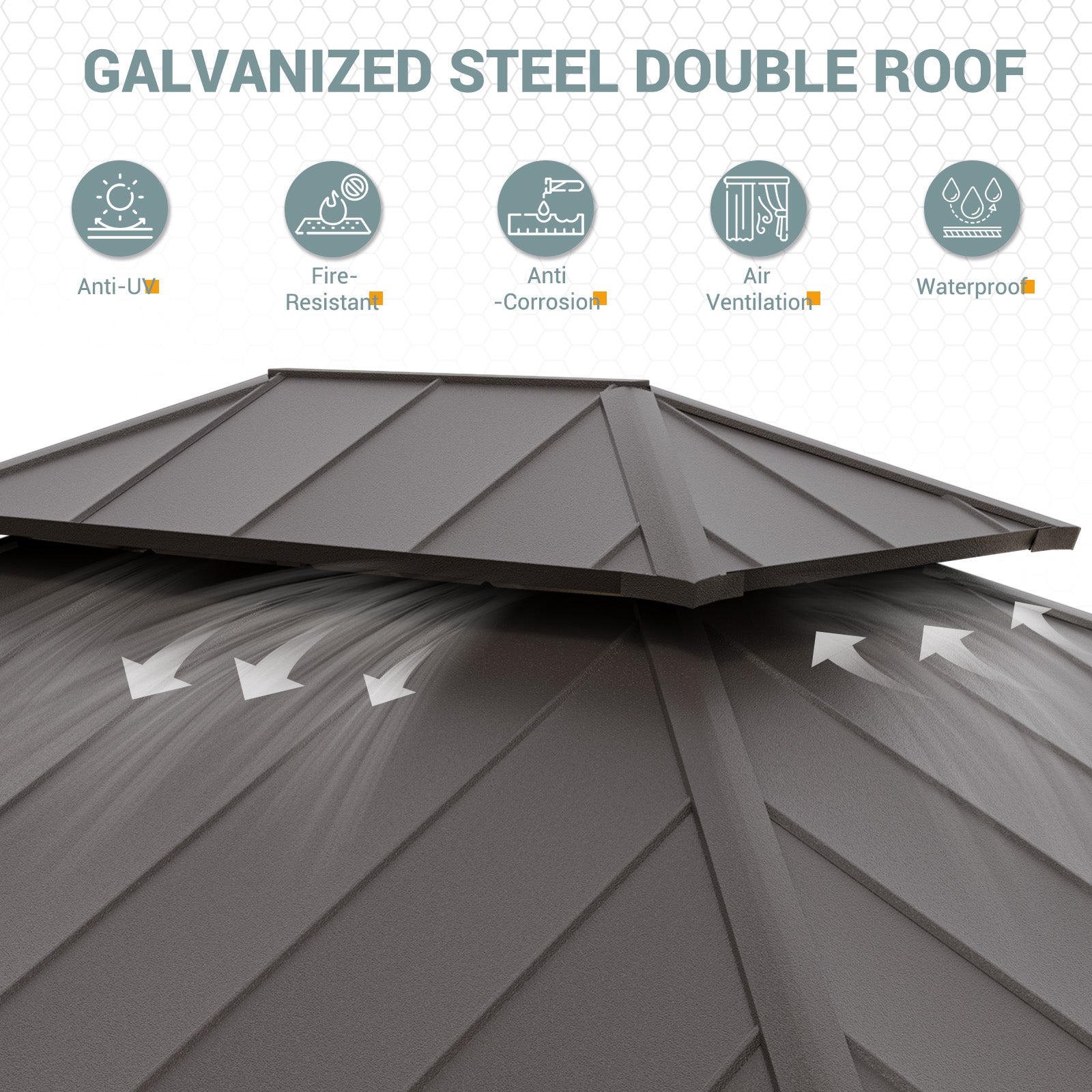 UDPATIO 10' x 12' Hardtop Gazebo, Outdoor Aluminum Gazebo with Galvanized Steel Double Roof, Permanent Metal Canopy with Curtains and Netting for Patio, Garden, Lawn, Backyard, Deck, Navy Blue