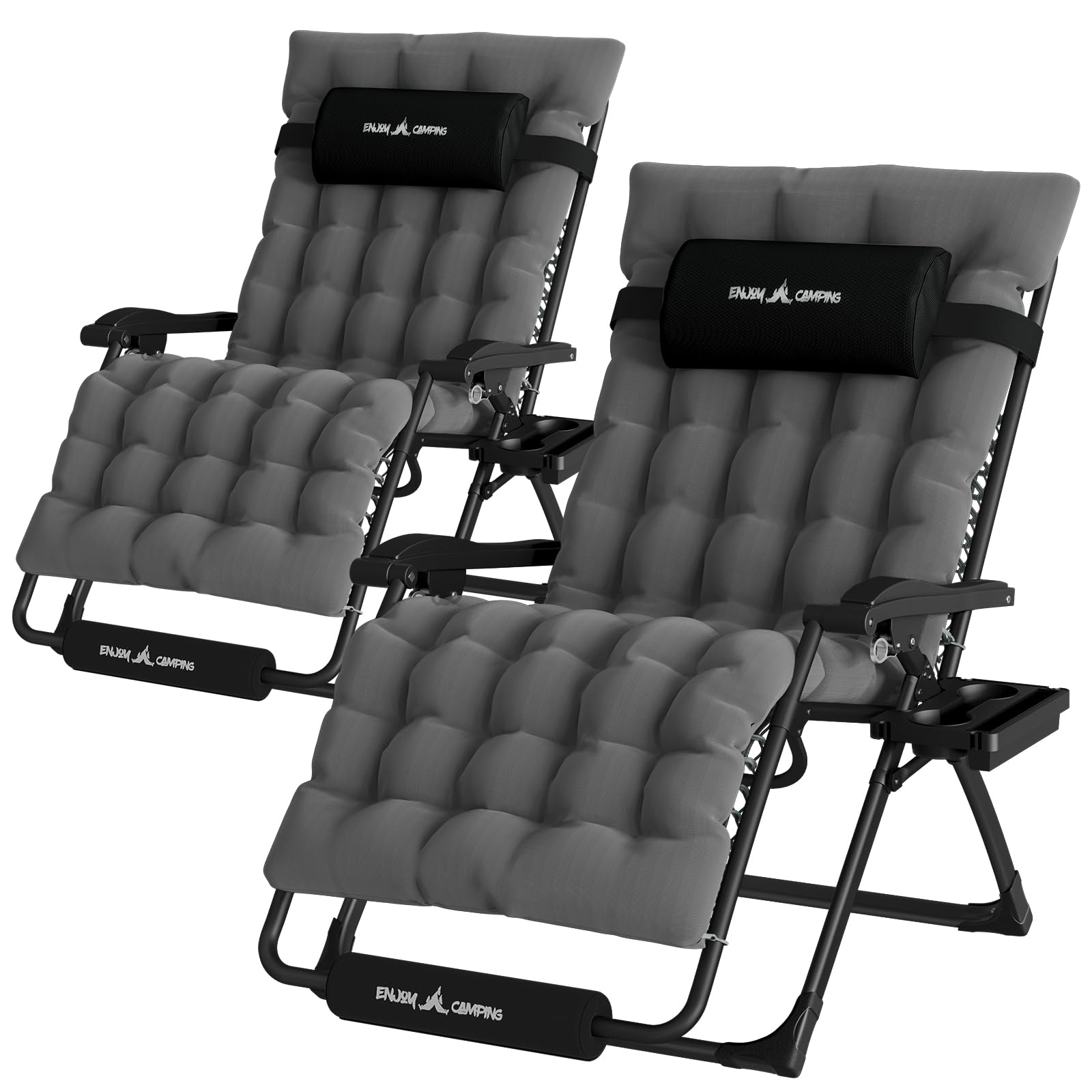 UDPATIO Oversized Zero Gravity Chair 33In XXL Patio Reclining Chair with Cushion, Outdoor Folding Recliner with Pillows|Cup Holder|Foot Rest|Padded Headrest, Support 500LB