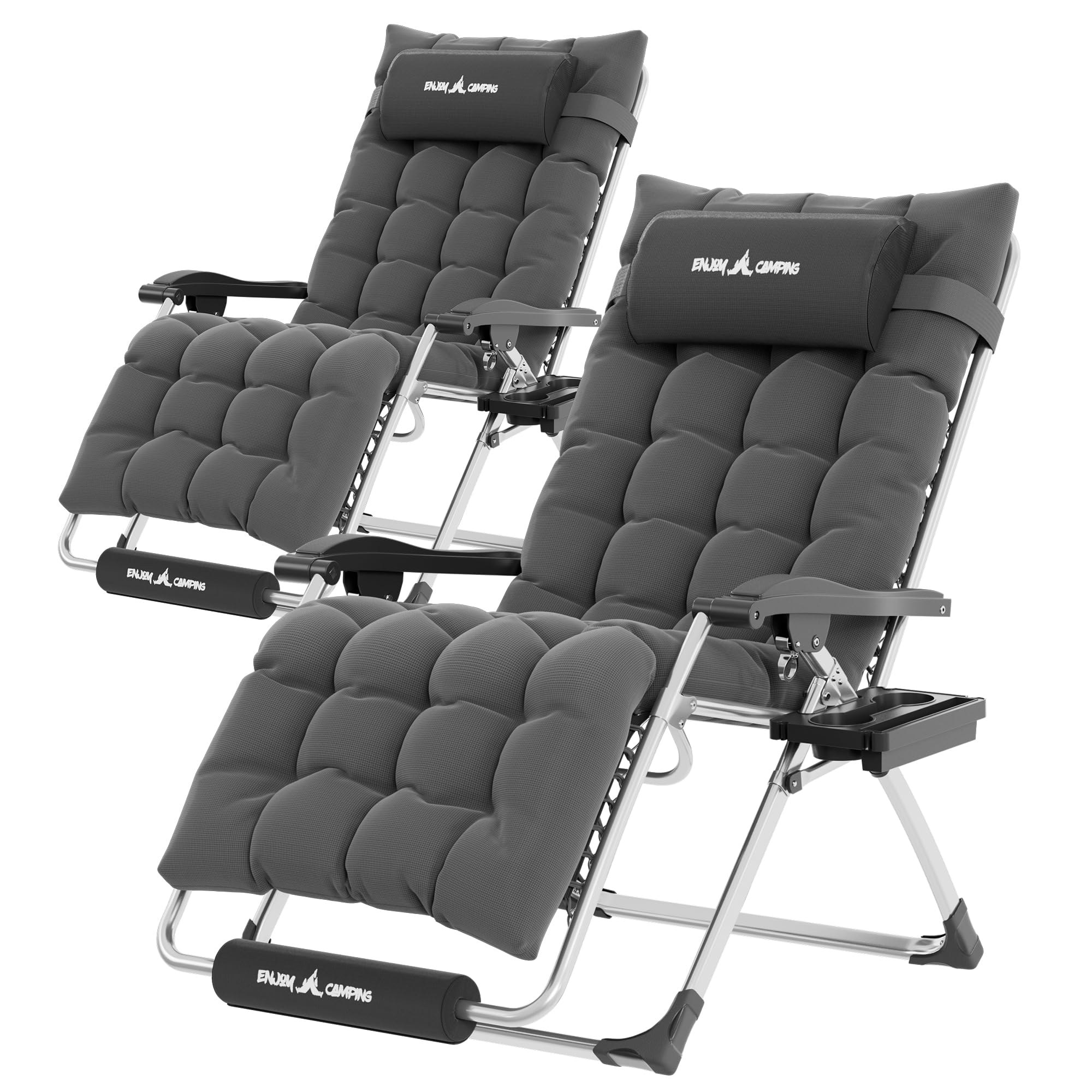UDPATIO Oversized Zero Gravity Chair 29In XL Patio Reclining Chair with Cushion, Outdoor Folding Recliner with Pillows|Cup Holder|Foot Rest|Padded Headrest, Support 500LB