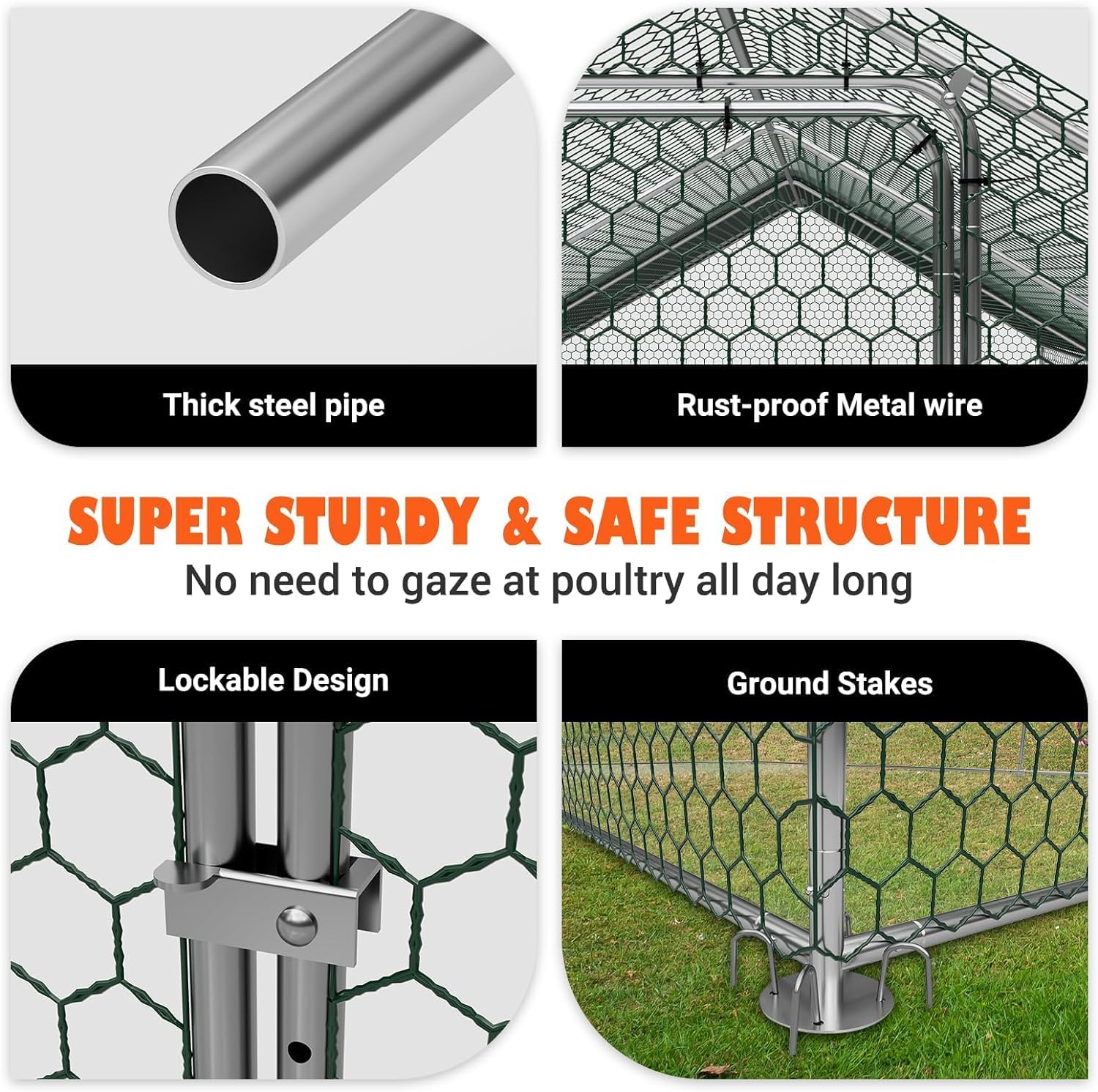 Large Metal Chicken Coop 18x10x6 FT