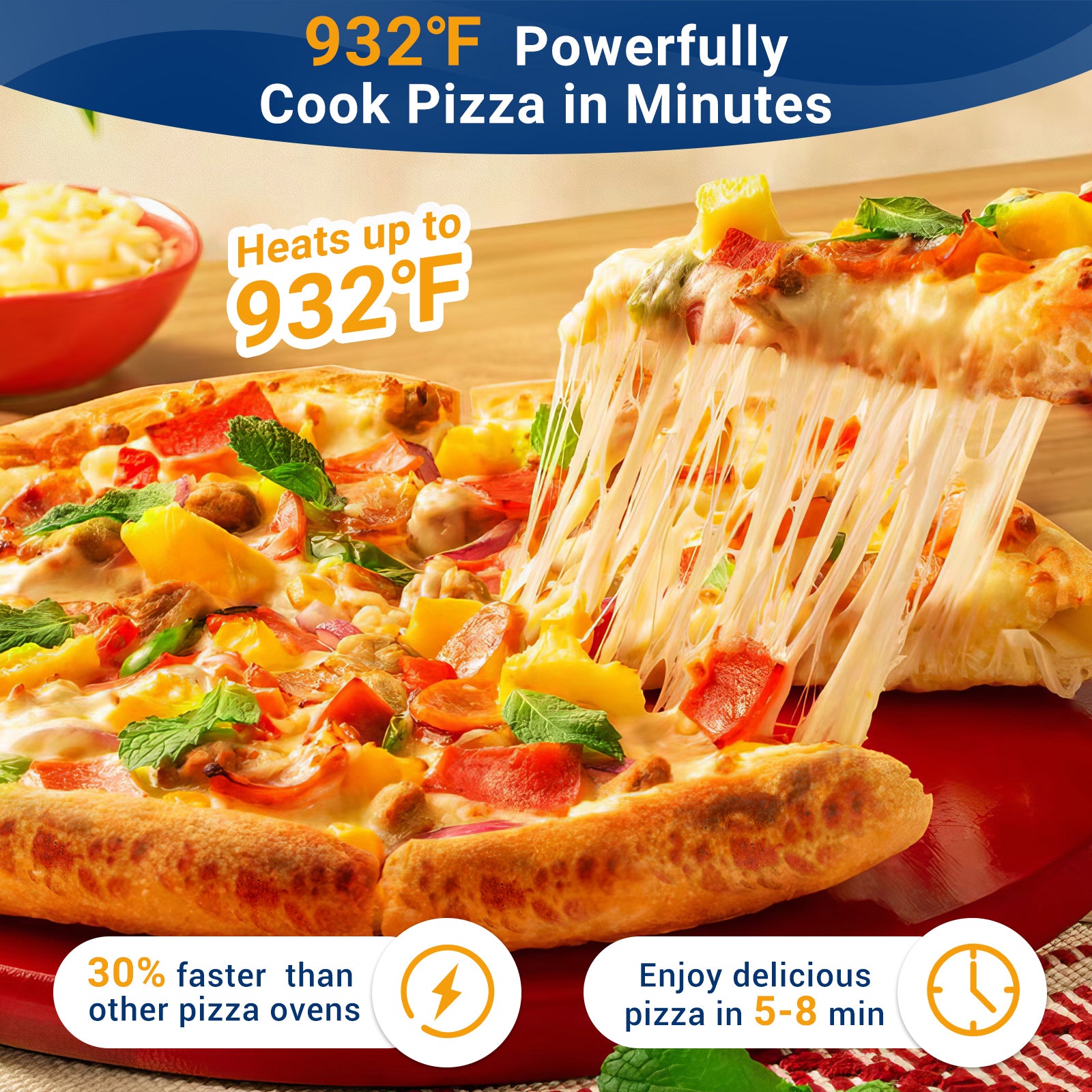 UDPATIO Outdoor Gas Pizza Oven, Rotating Pizza Grill Oven Pizza Maker with 12" Pizza stone, Portable Pizza Ovens for Outside with Rotary Motor, Pizza Peel, Pia, Cutter and Waterproof Cover