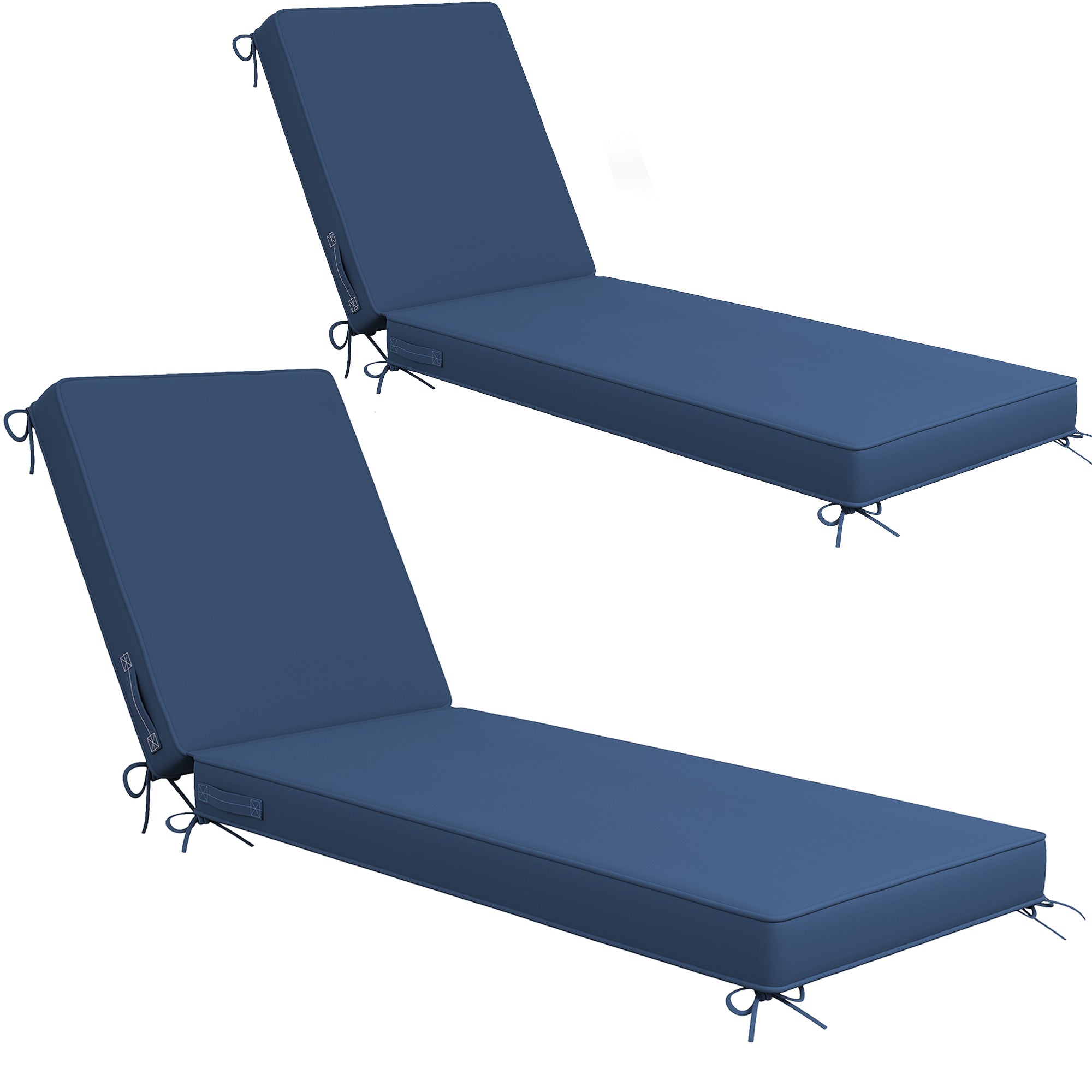 UDPATIO 2PCS Chaise Lounge Cushions, Oversized Thick 4-Inch Foam Pad, Fade-Proof Cover Chair Replacement for Patio, Poolside, Lawn, Deck & Outdoor Furniture - Removable Accessories (72"x21"x4")